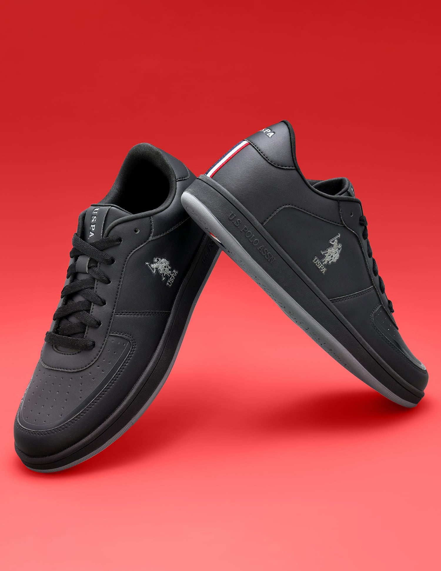 Men Rein 2.0 Black Retro Court Sneakers Black - U.S. Polo Assn. India | Large