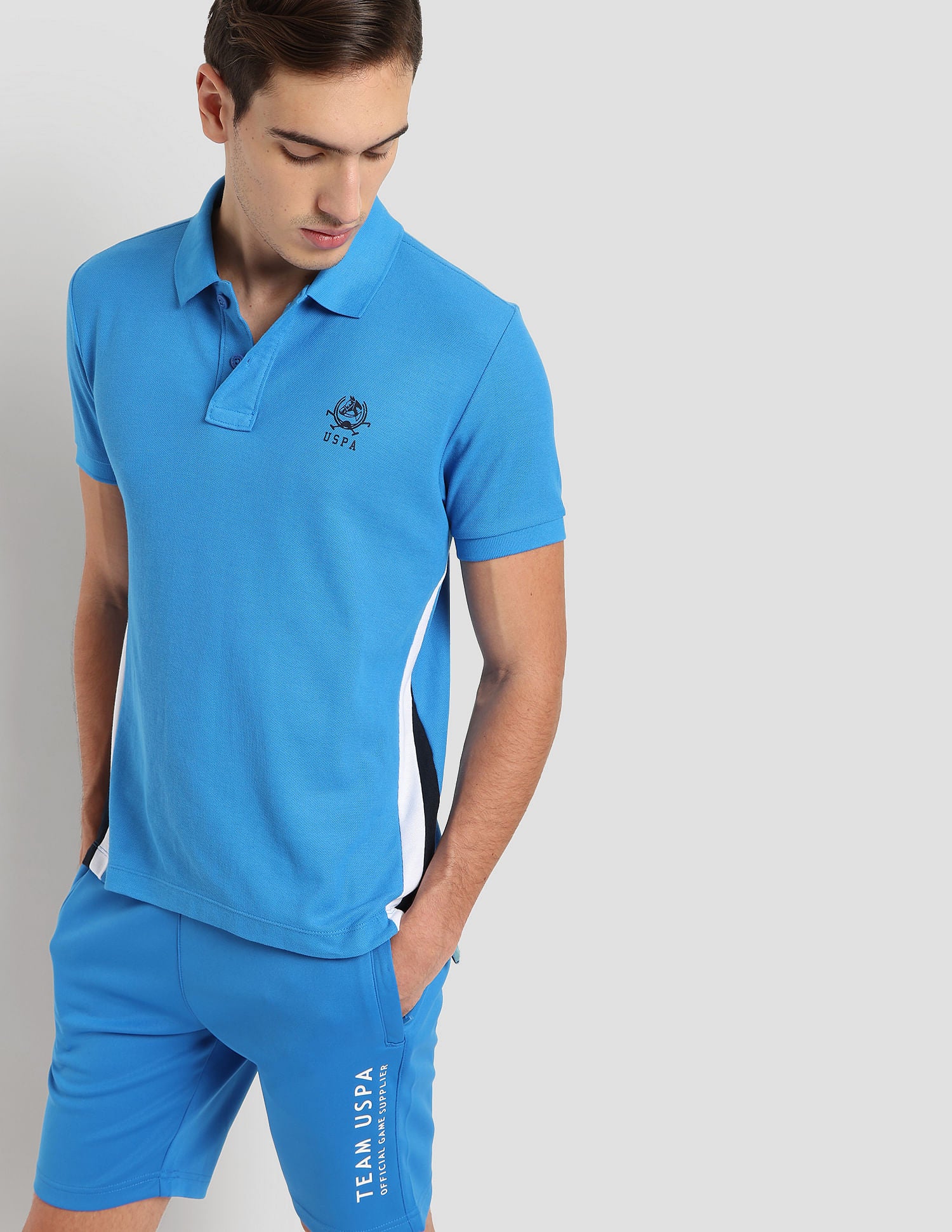 Panelled Athleisure Polo Shirt Blue - U.S. Polo Assn. India | Large