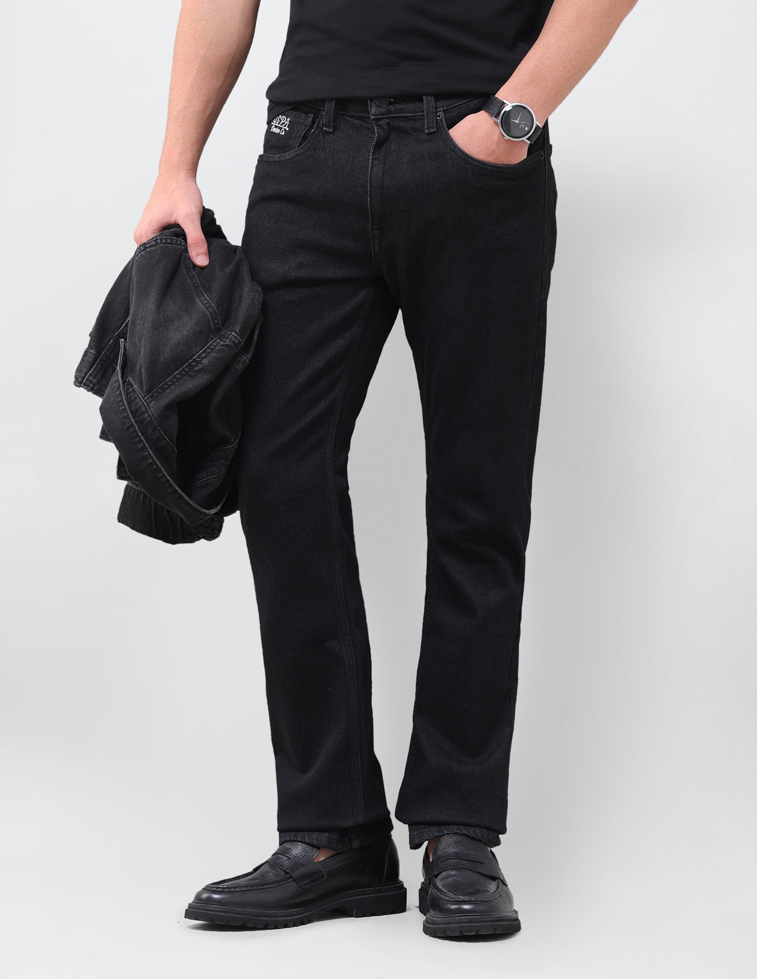 Harold Slim Straight Fit Black Jeans Black - U.S. Polo Assn. India | Large