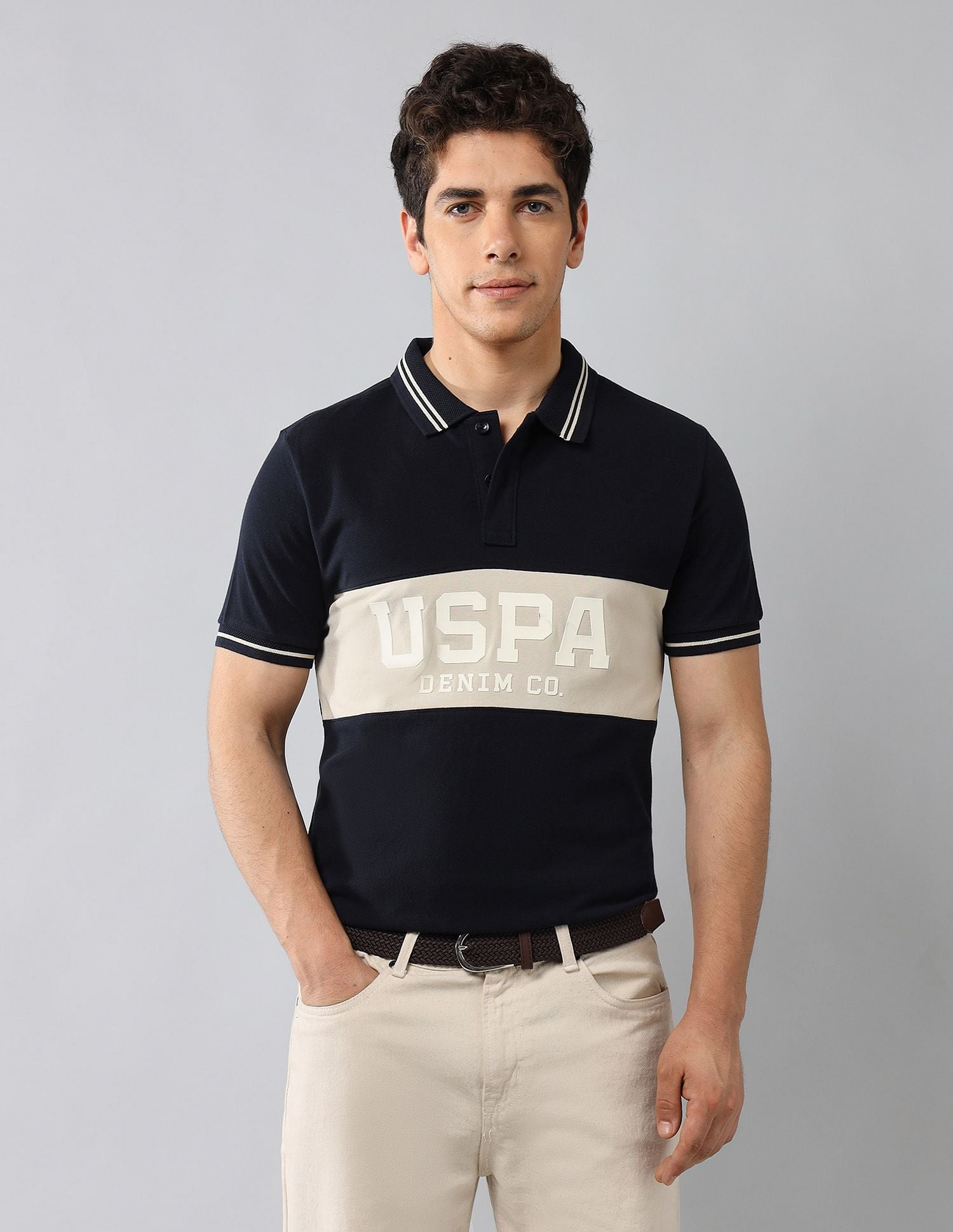 Brand Printed Muscle Fit Polo Shirt