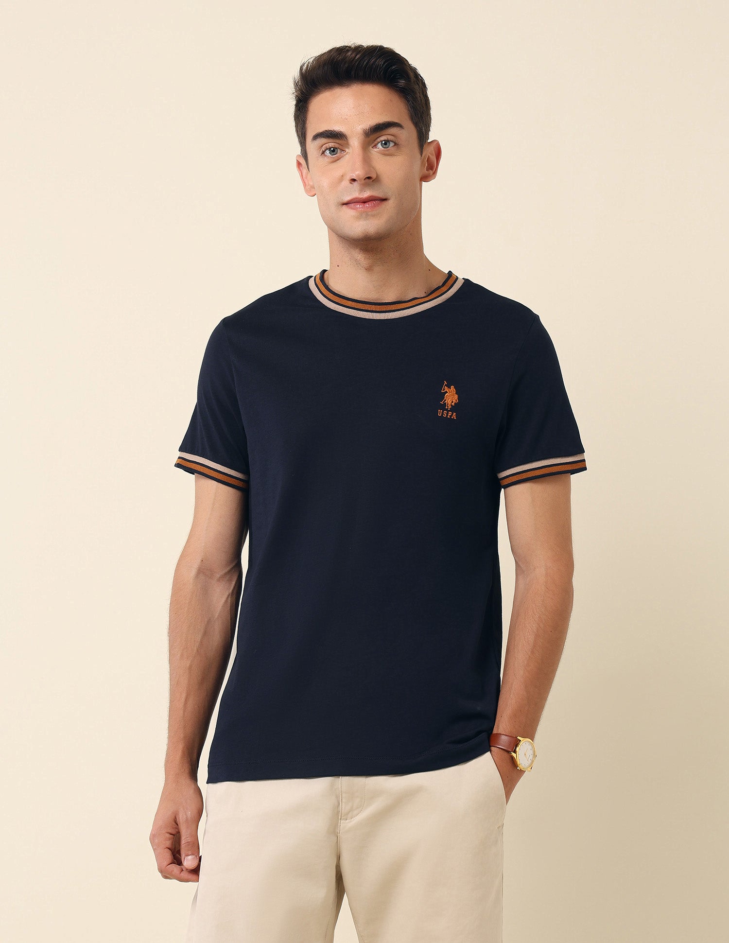 Pure Cotton Slim Fit T- Shirt Navy - U.S. Polo Assn. India | Large