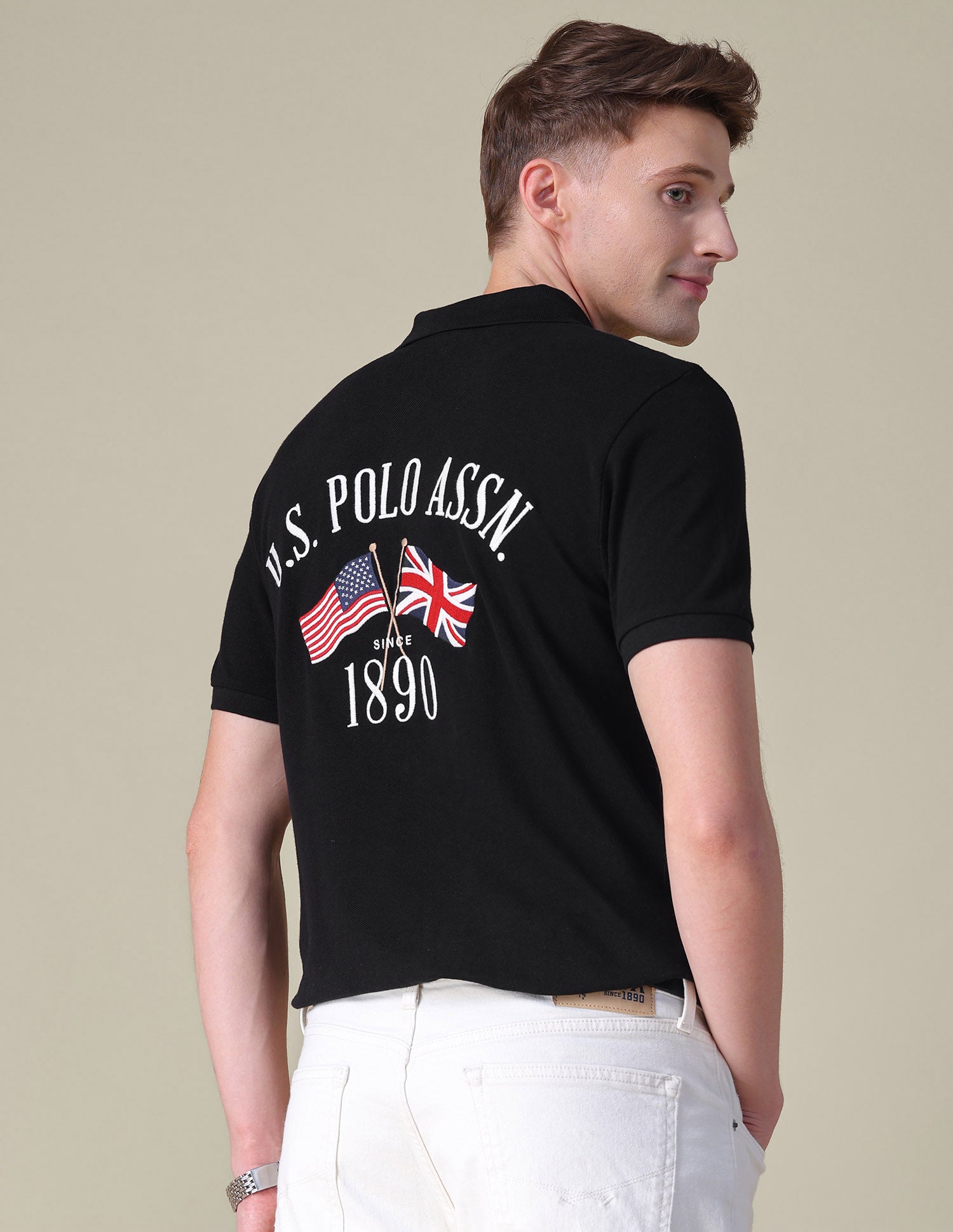 Brand Embroidered Slim Fit Polo Shirt