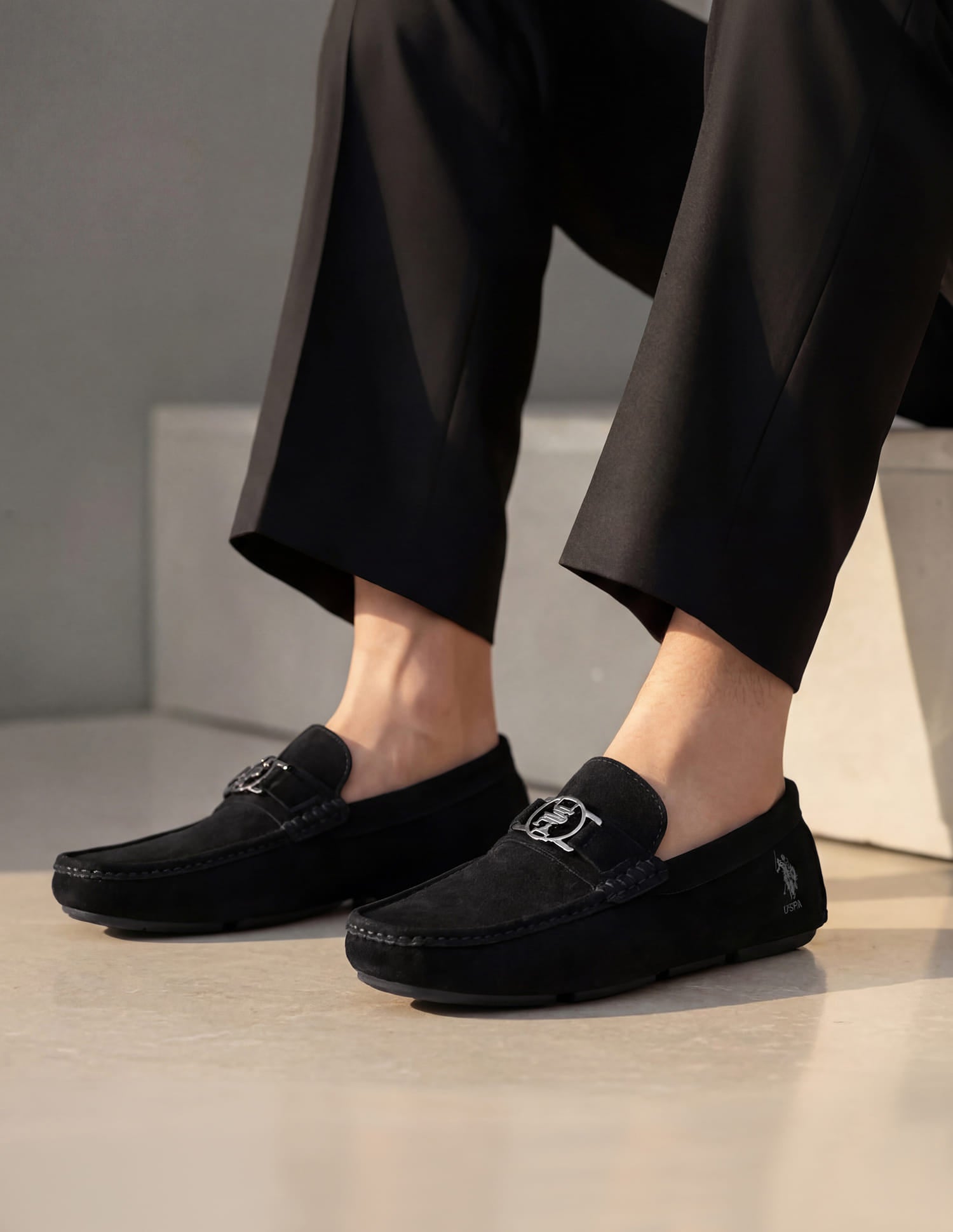 Men Torin Slip-Ons Suede Loafers Black - U.S. Polo Assn. India | Large