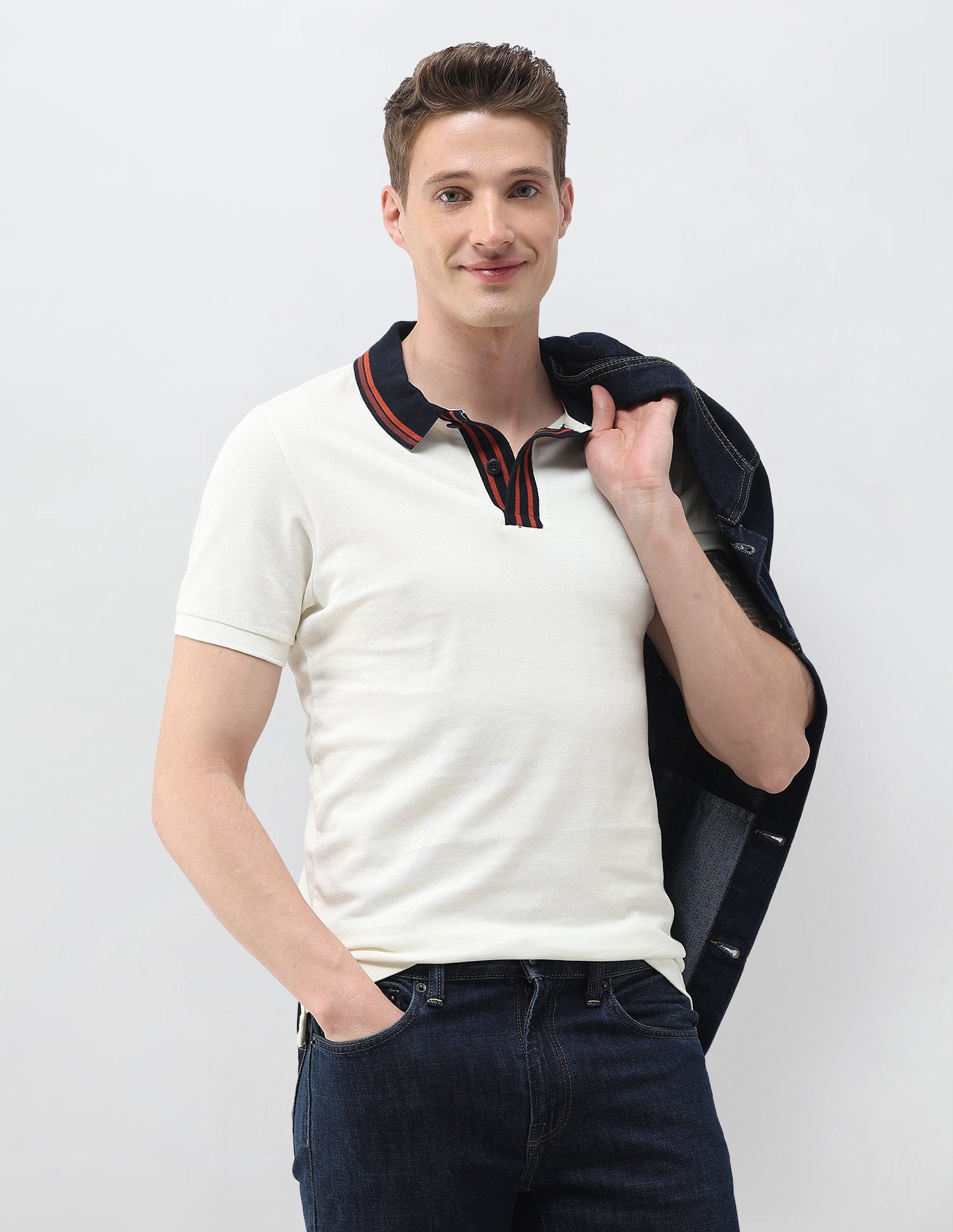 Solid Slim Fit Polo Shirt Off White - U.S. Polo Assn. India | Large