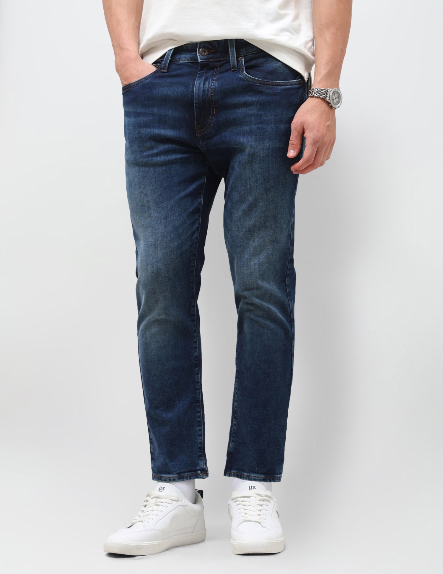 Cole Comfort Cropped Fit Blue Jeans Mid Blue - U.S. Polo Assn. India | Large