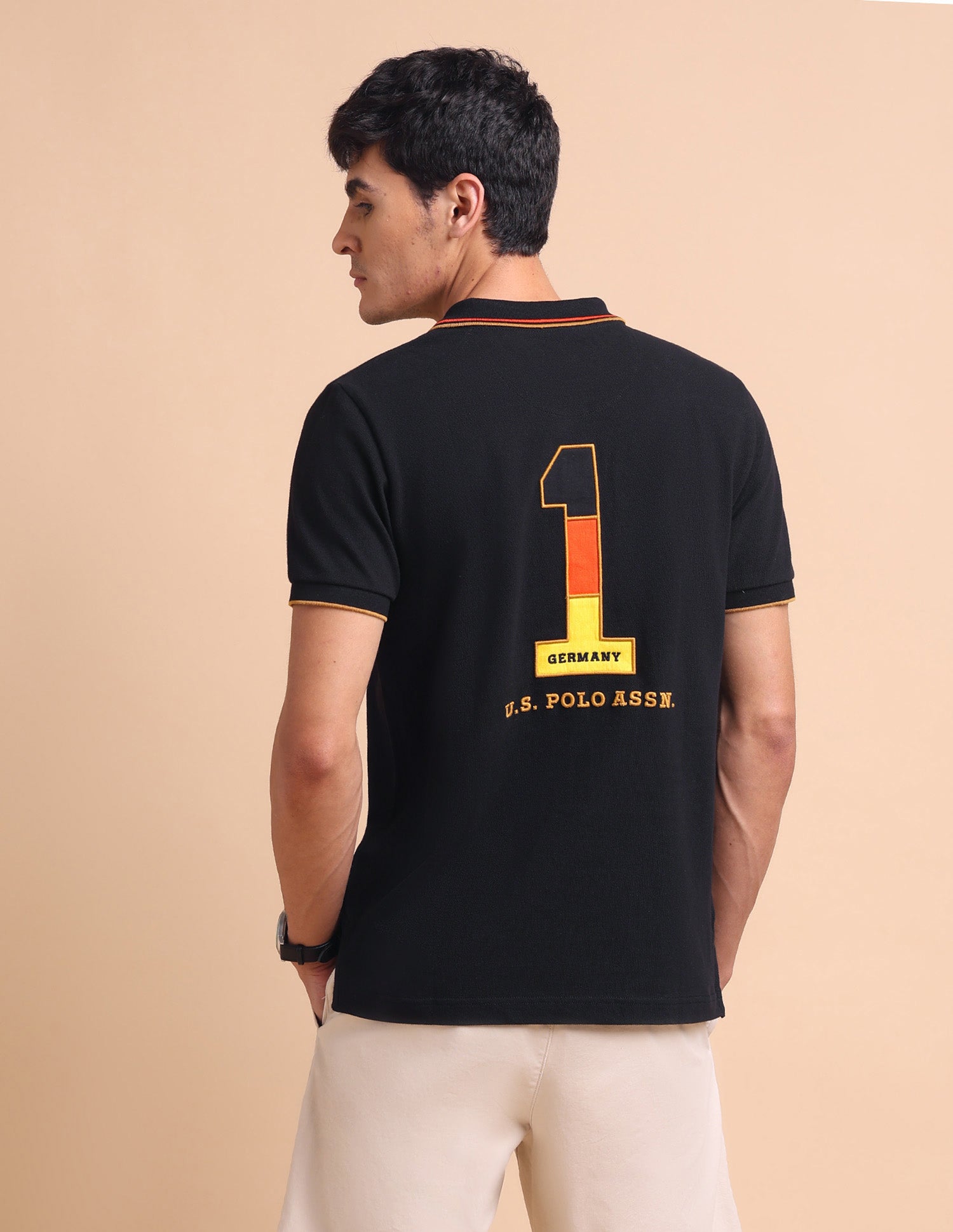 Slim Fit Iconic Number Polo Shirt Black - U.S. POLO ASSN. | Large