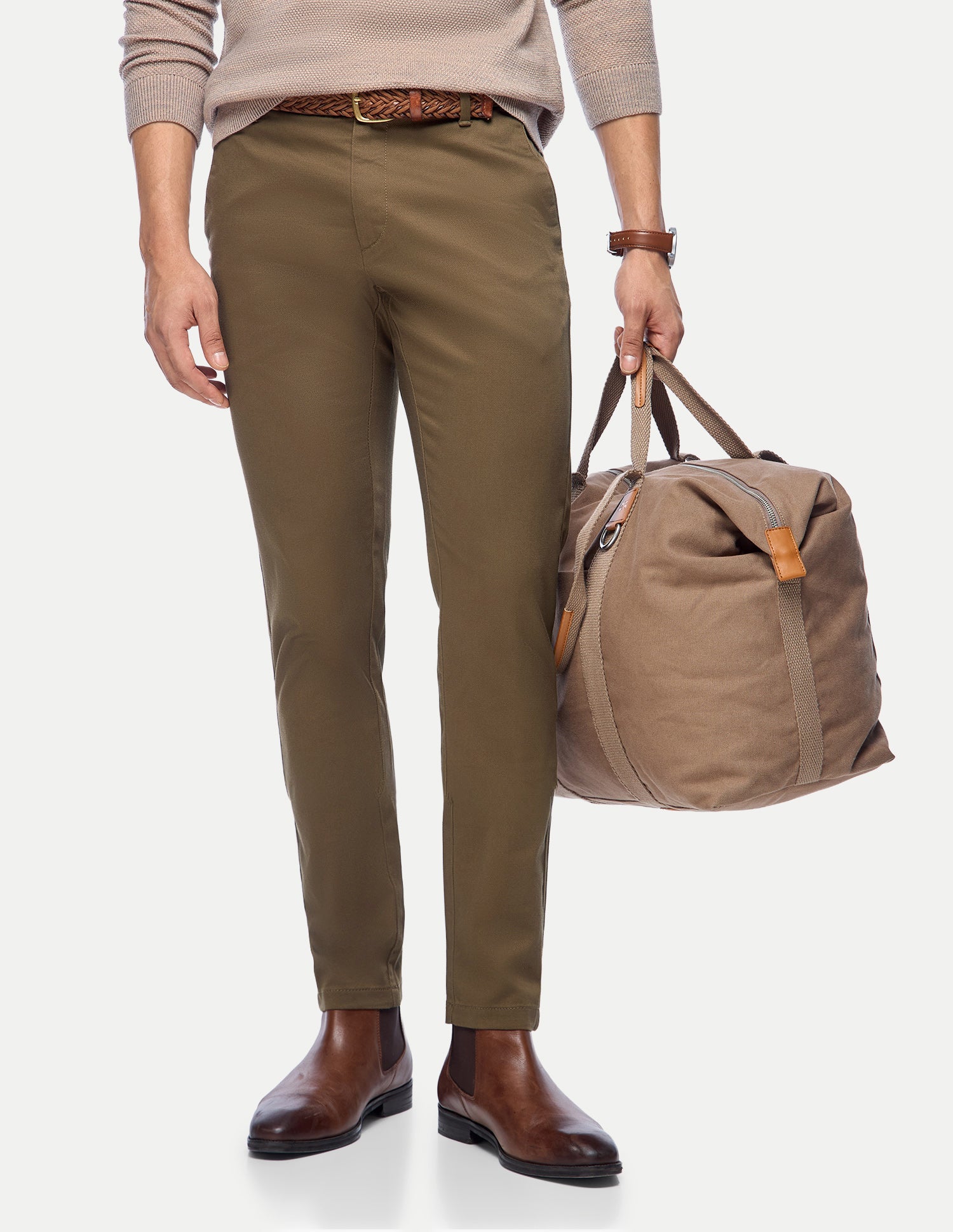 Austin Slim Fit Mid Rise Trousers Brown - U.S. Polo Assn. India | Large