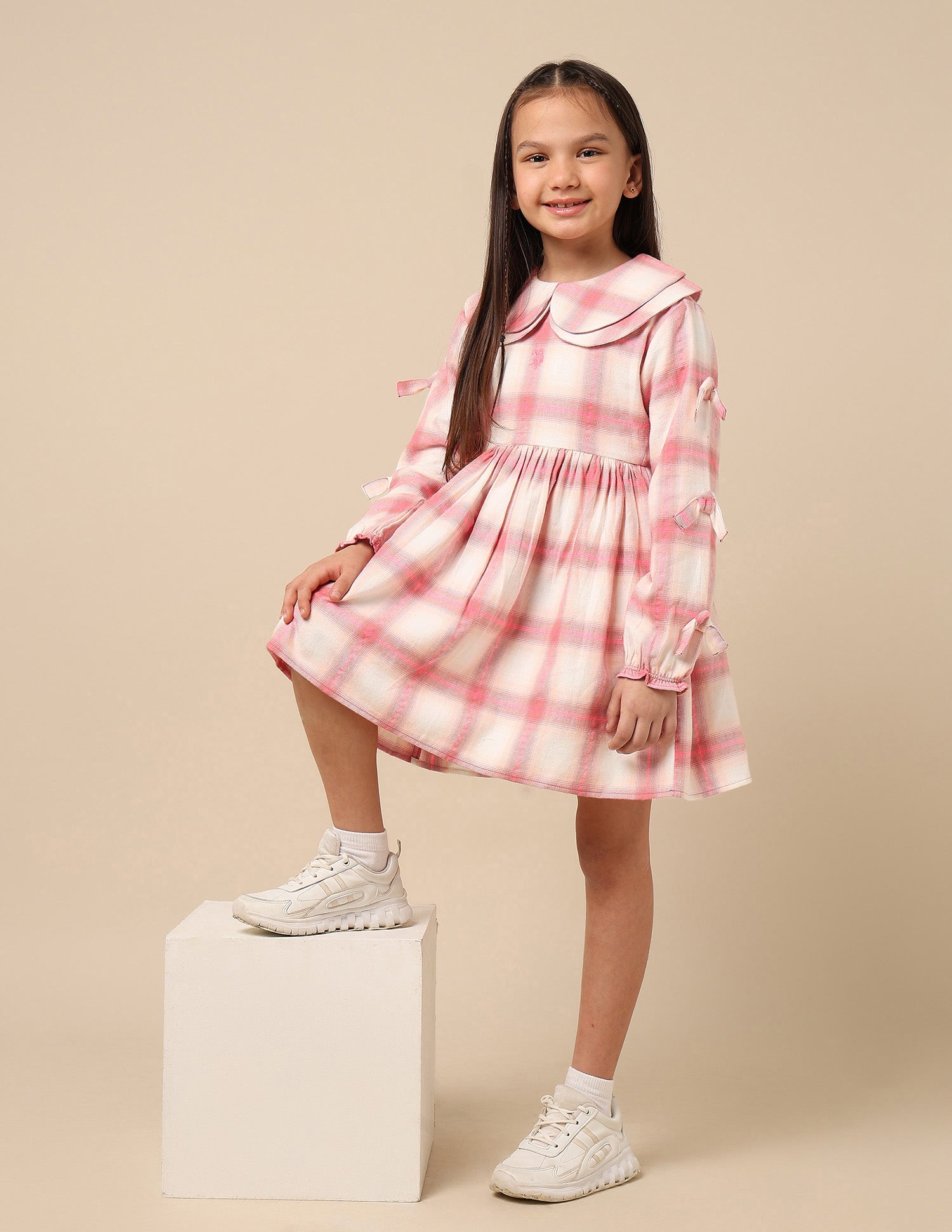 Girls Checked A-Line Dress