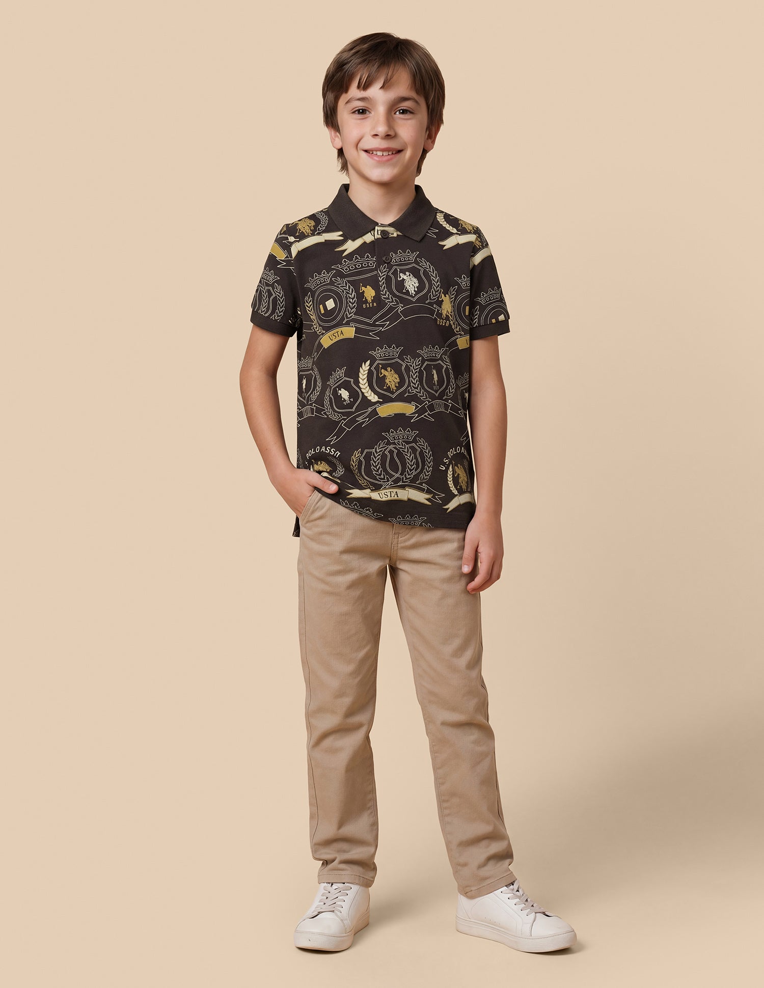 Graphic Brand Printed Regular Fit Polo Shirt
