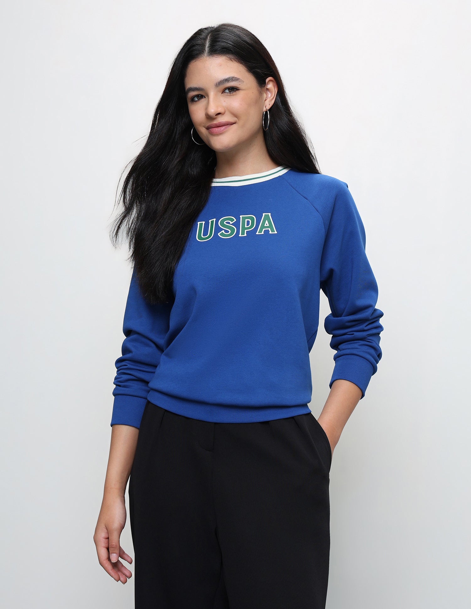 Brand Printed Regular Fit Sweatshirt Blue - U.S. Polo Assn. India | Large