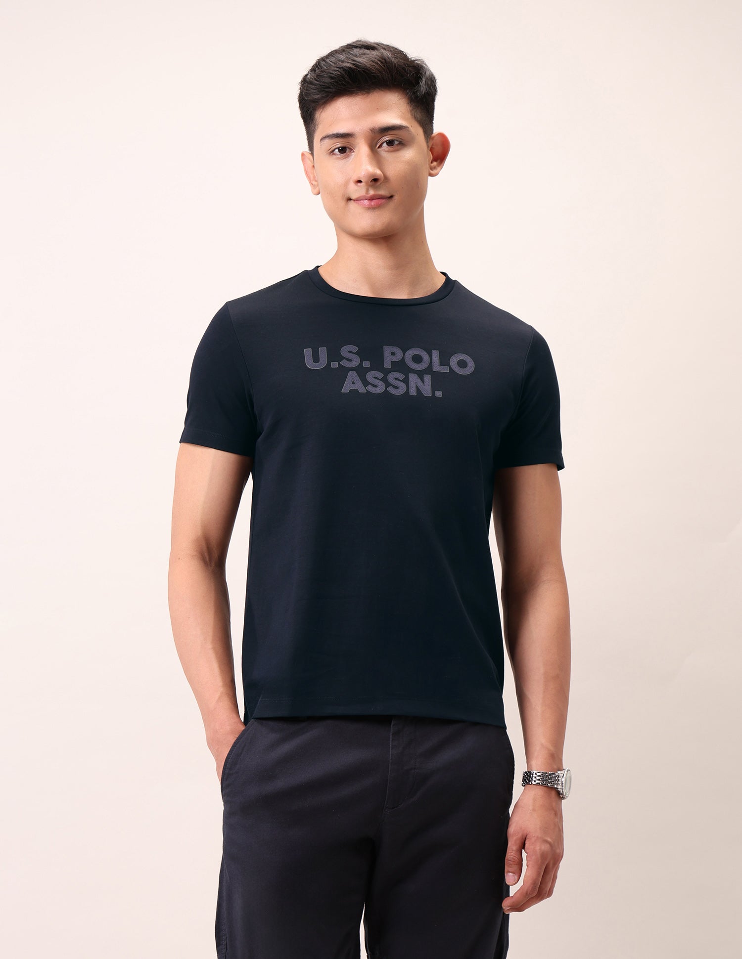Brand Embossed Outdoor T-Shirt Navy - U.S. Polo Assn. India | Large