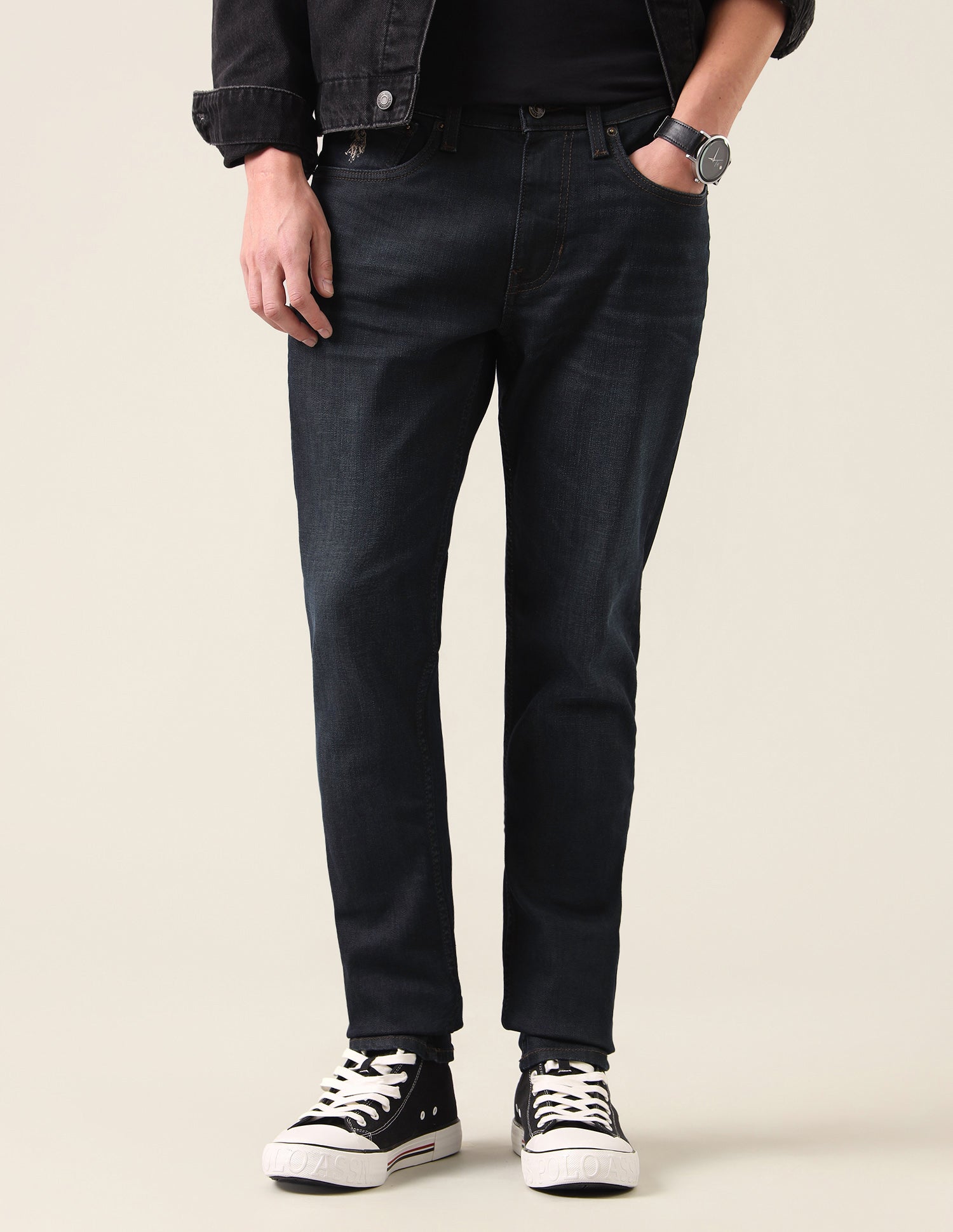 Brandon Slim-Tapered Fit Whiskered Jeans Dark Blue - U.S. Polo Assn. India | Large