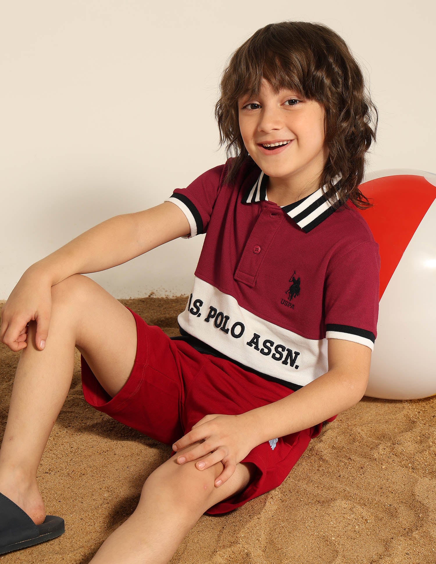 Boys Colour Blocked Pure Cotton Polo Shirt