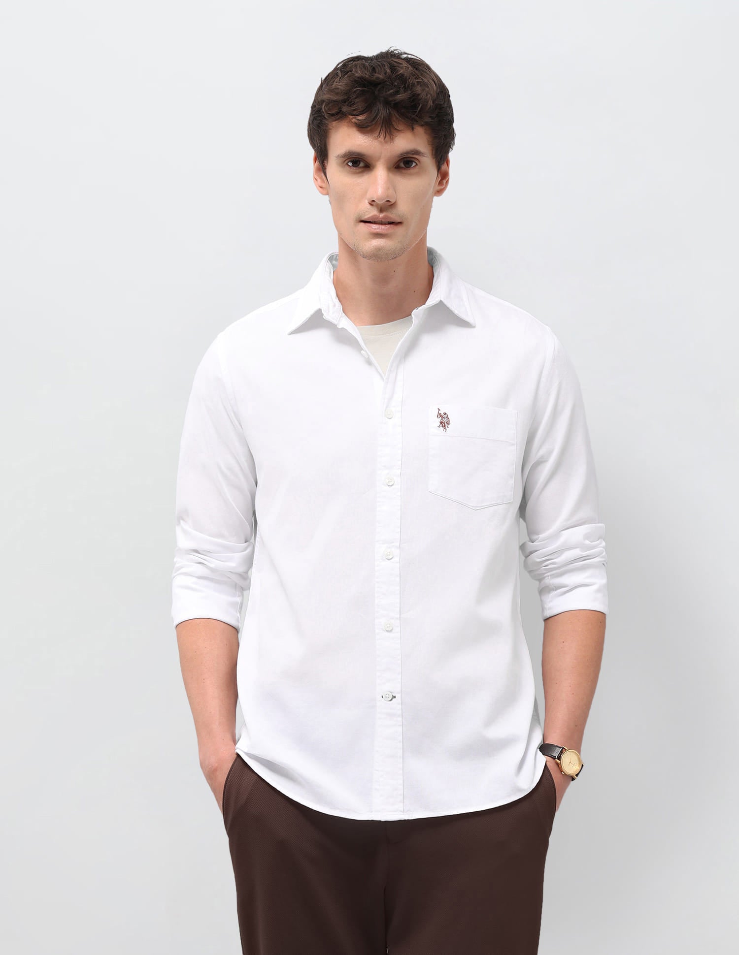 Solid Tailored Fit Shirt White - U.S. Polo Assn. India | Large