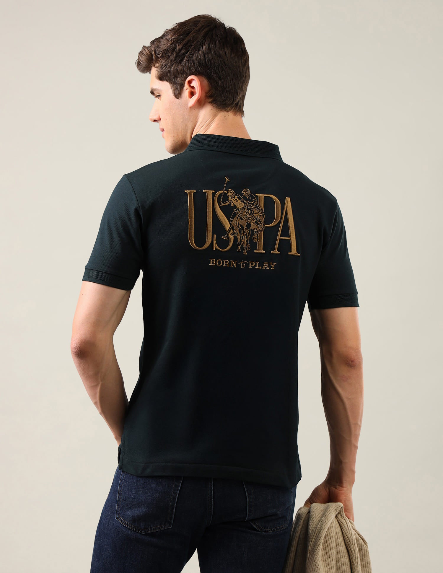 Brand Embroidered Slim Fit Polo Shirt Green - U.S. Polo Assn. India | Large