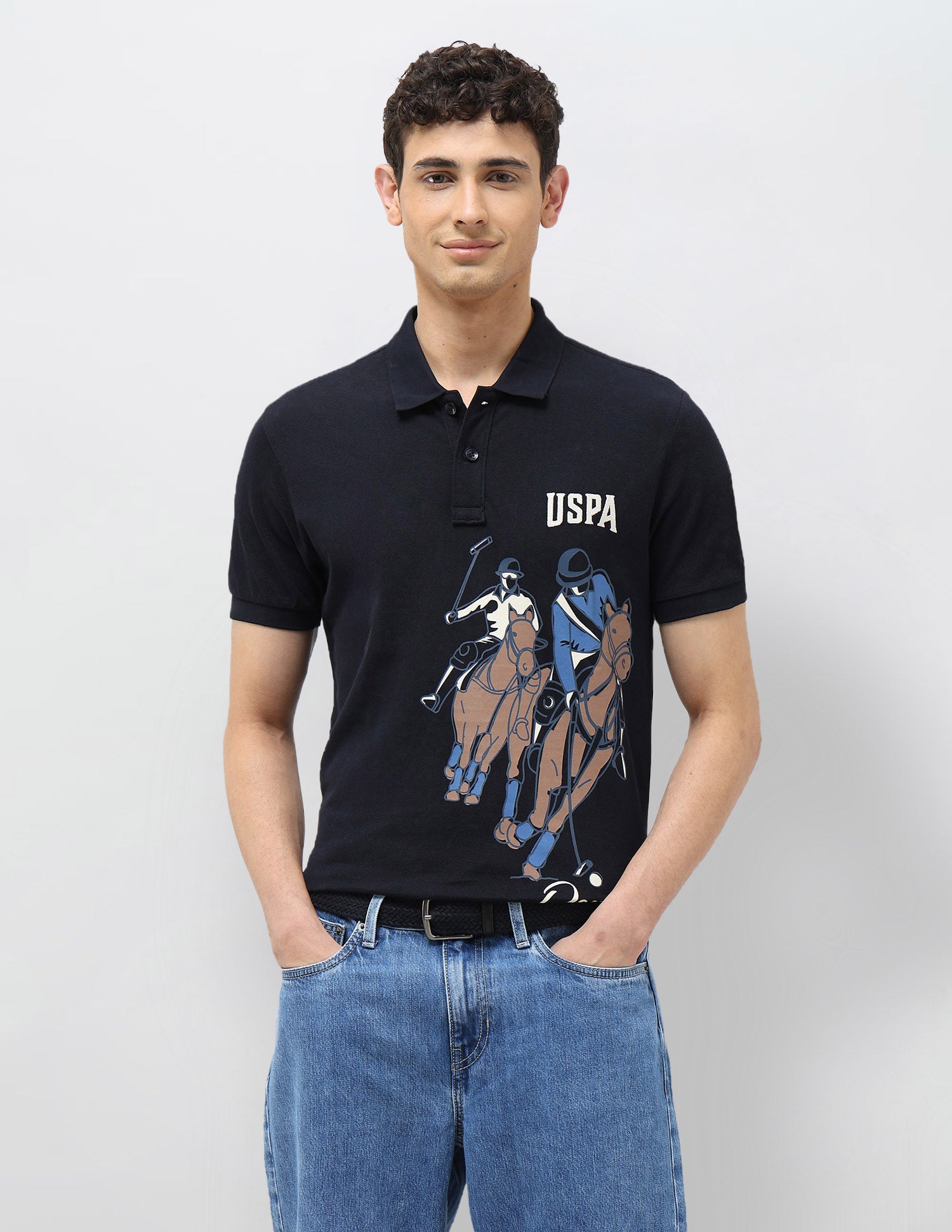 Graphic Printed Muscle Fit Polo shirt
