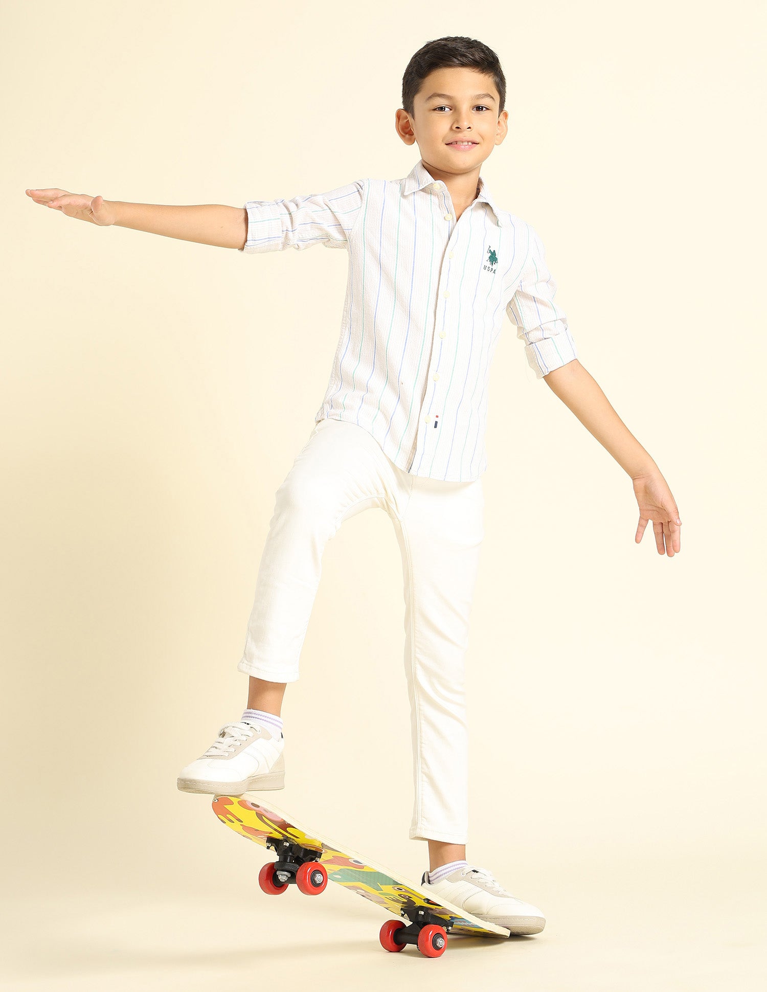 Boys Vertical Striped Regular Fit Shirt