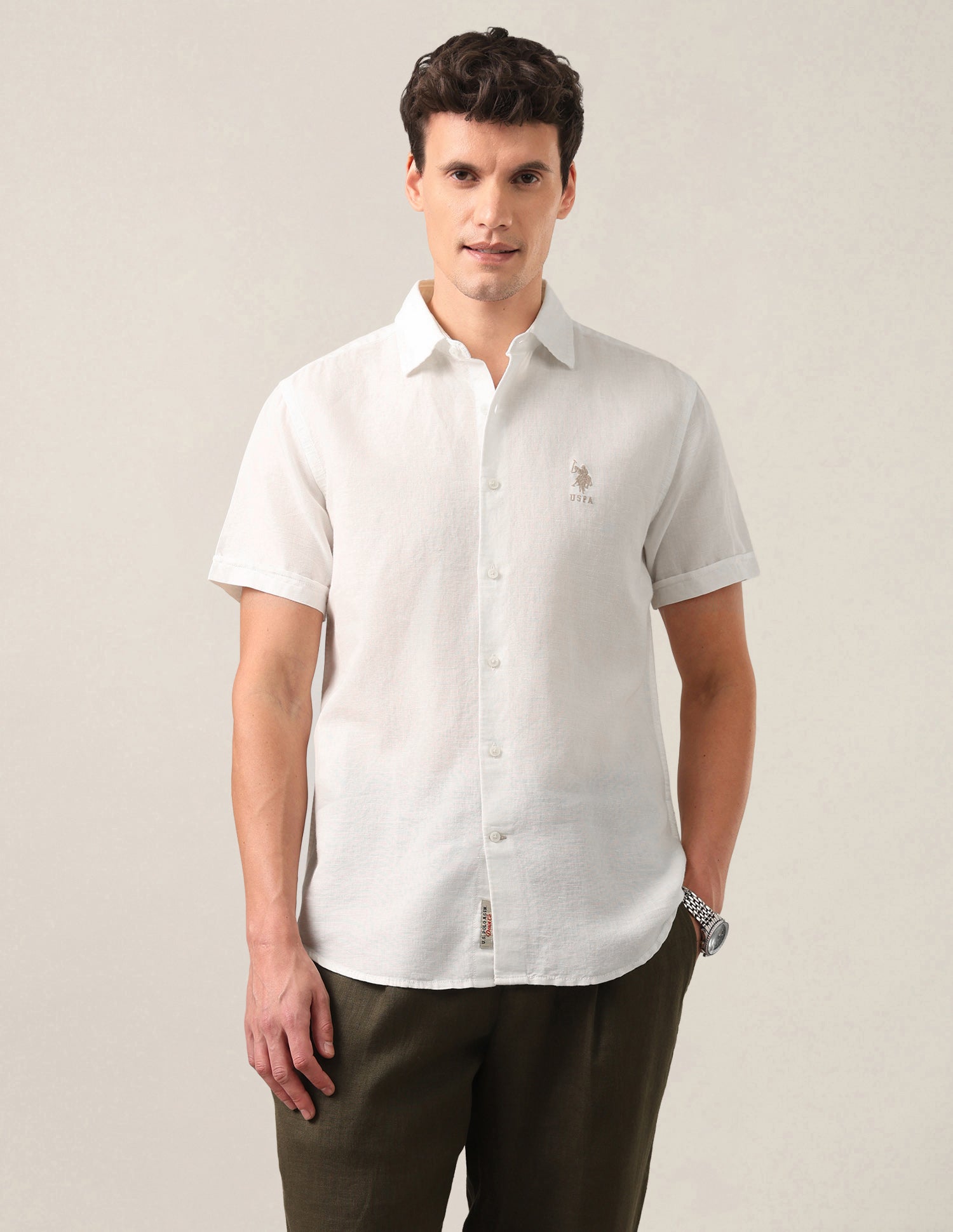 Solid Regular Fit Shirt White - U.S. Polo Assn. India | Large