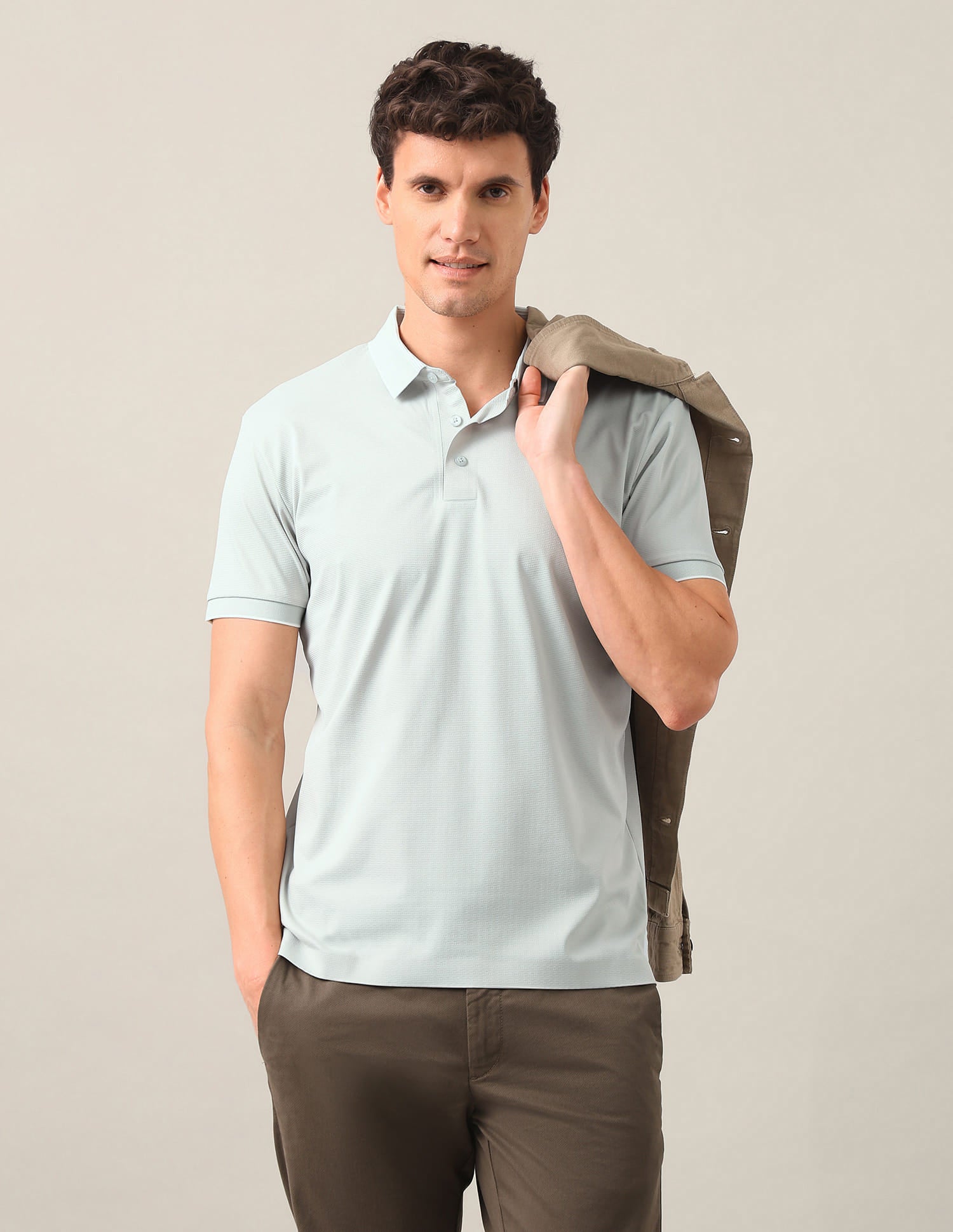 Solid Slim Fit Polo Shirt Green - U.S. Polo Assn. India | Large