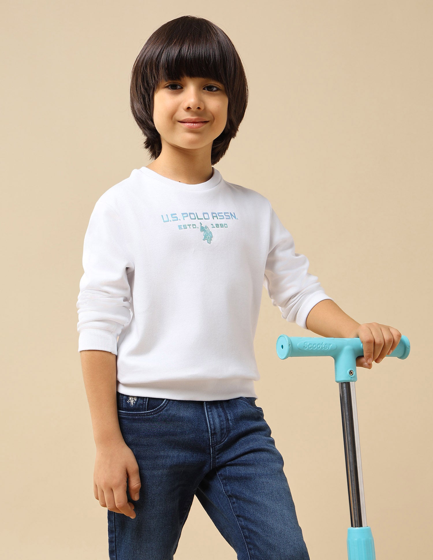 Boys Brand Embossed Regular Fit Sweatshirt