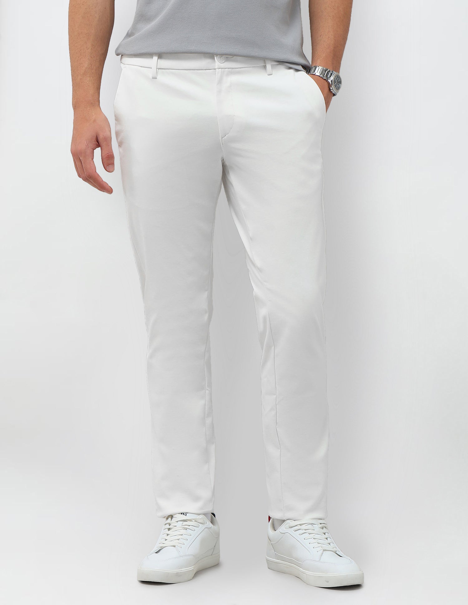 Knitted Denver Slim Fit Trousers White - U.S. Polo Assn. India | Large