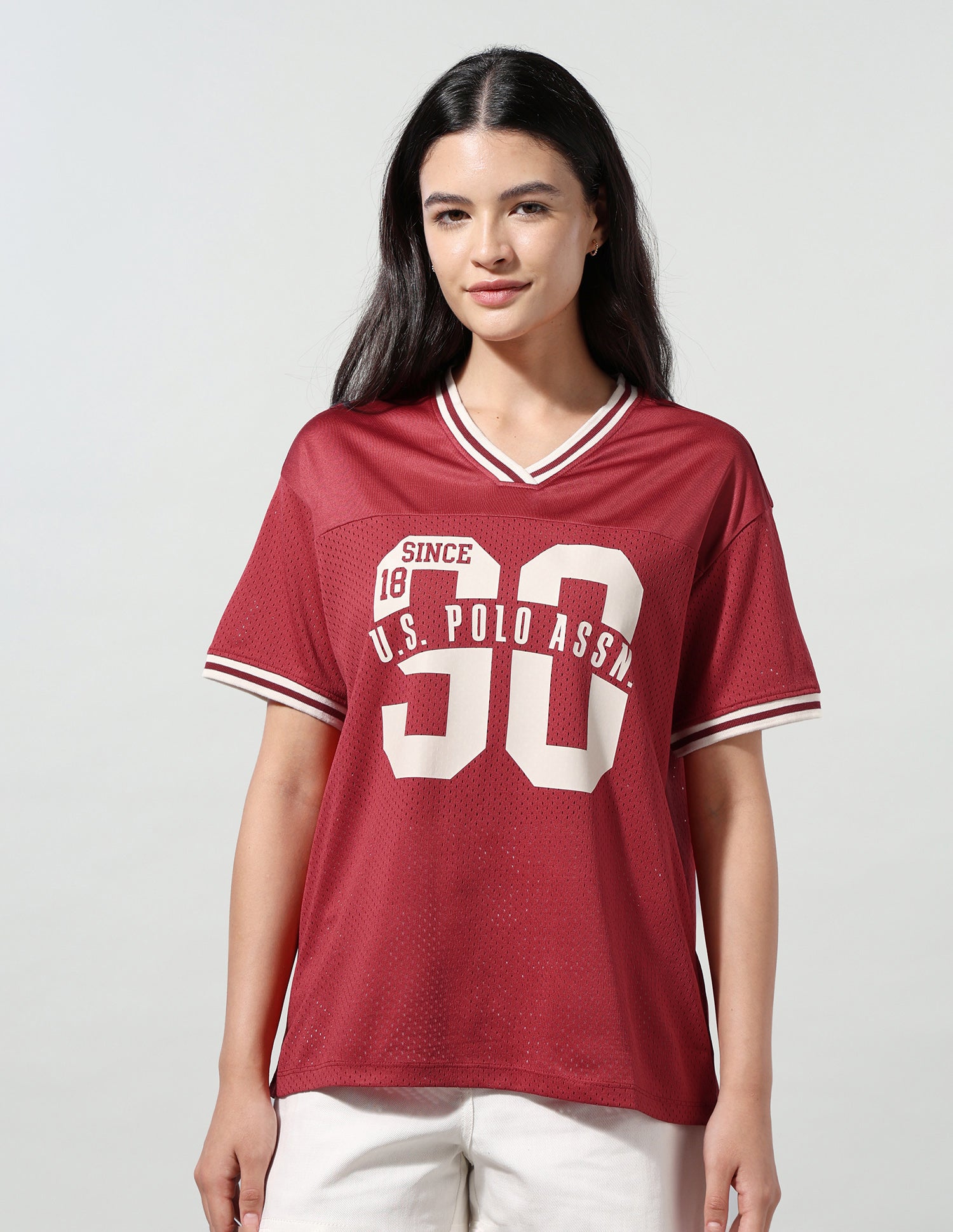 Brand Printed Sporty Mesh T-Shirt Dark Red - U.S. Polo Assn. India | Large