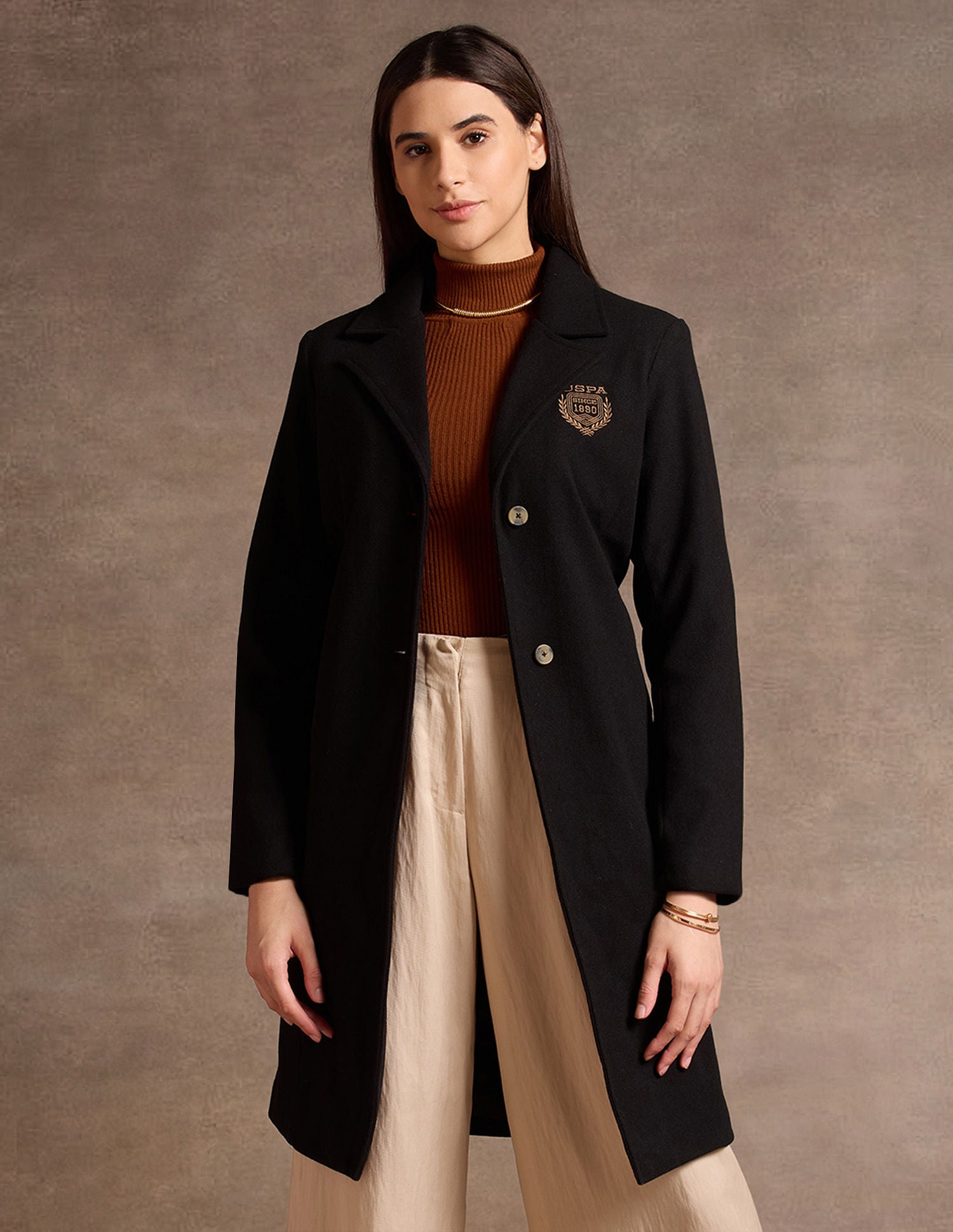 Shoulder Patch Long Line Jacket