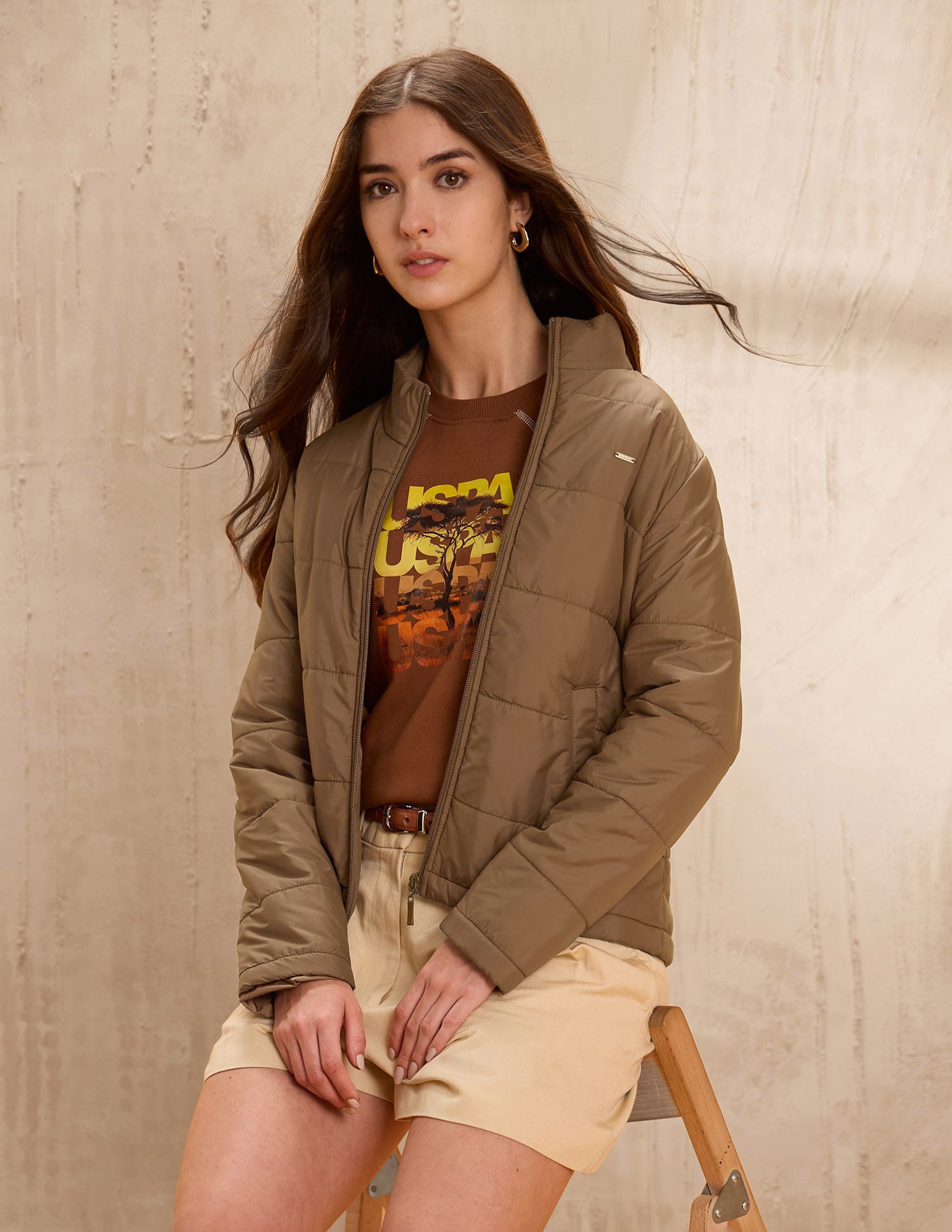 Skinny Fit Solid Padded Jacket