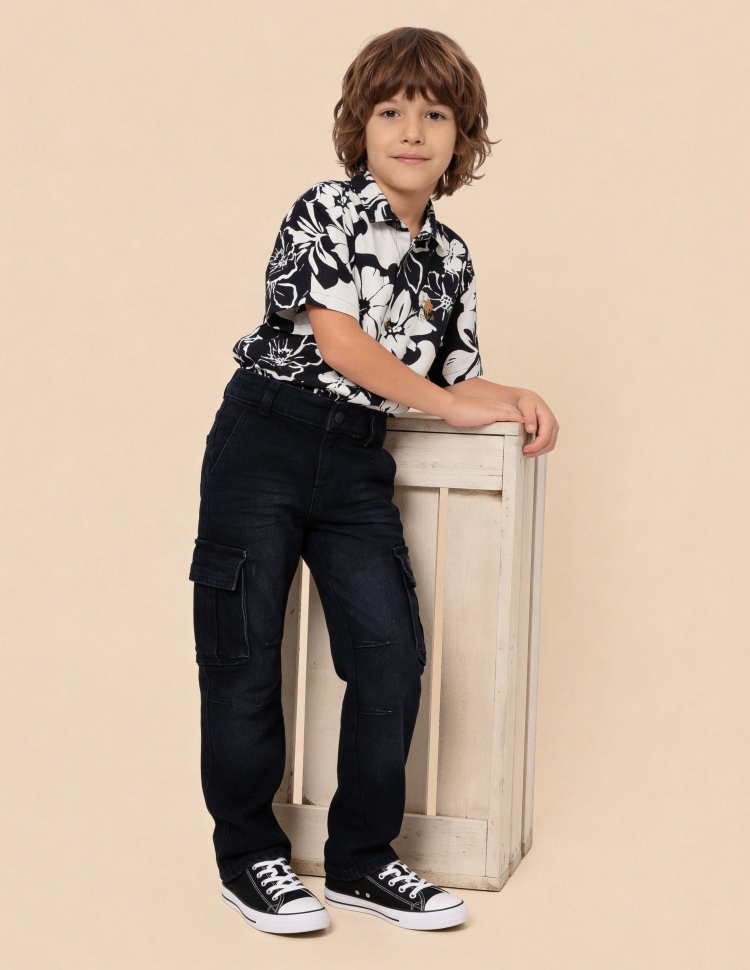 Mid Rise Regular Fit Cargo Jeans Dark Blue - U.S. Polo Assn. India | Large