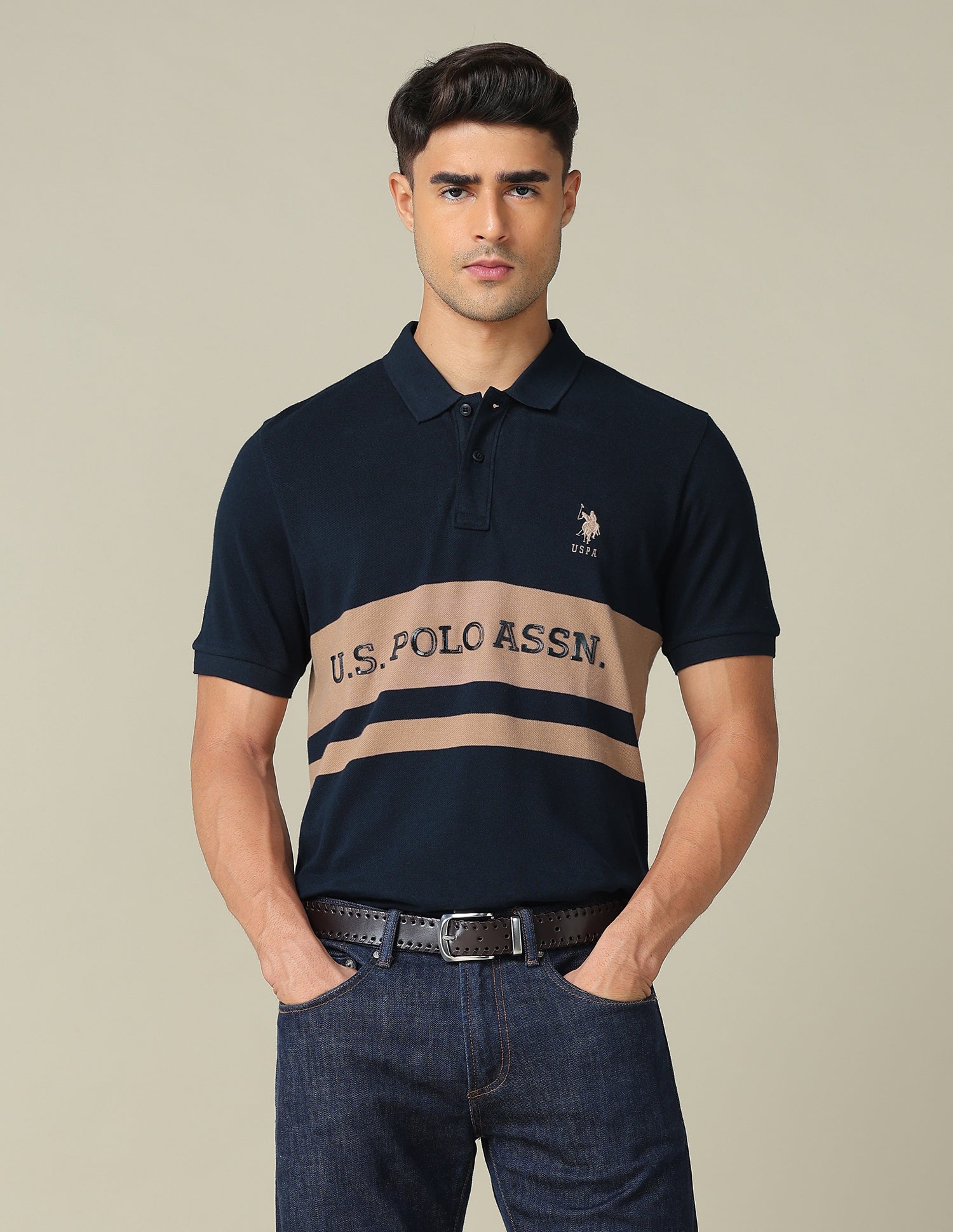 Colourblocked Regular Fit Polo Shirt