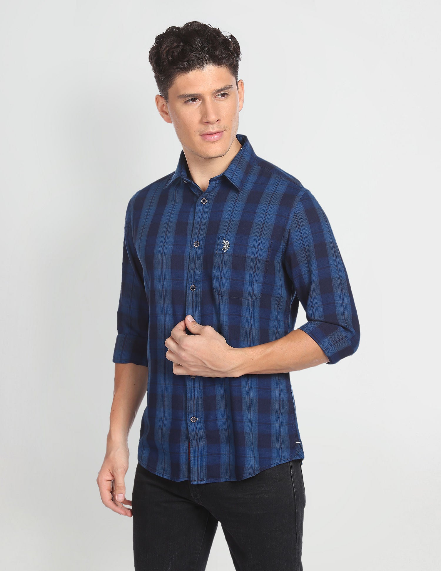 Indigo Plaid Check Shirt Indigo - U.S. Polo Assn. India | Large