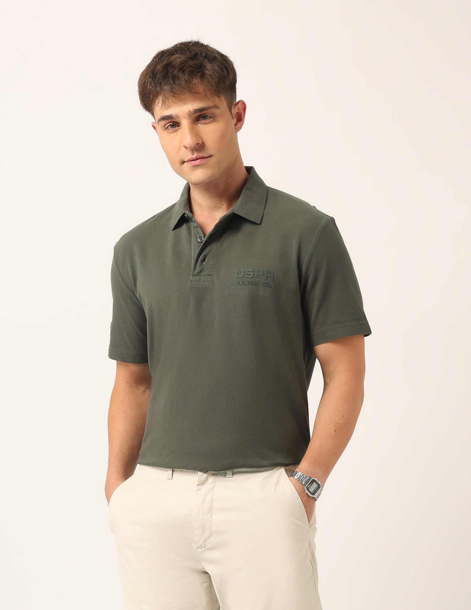 Solid Relaxed Fit Polo Shirt Grey - U.S. Polo Assn. India | Large