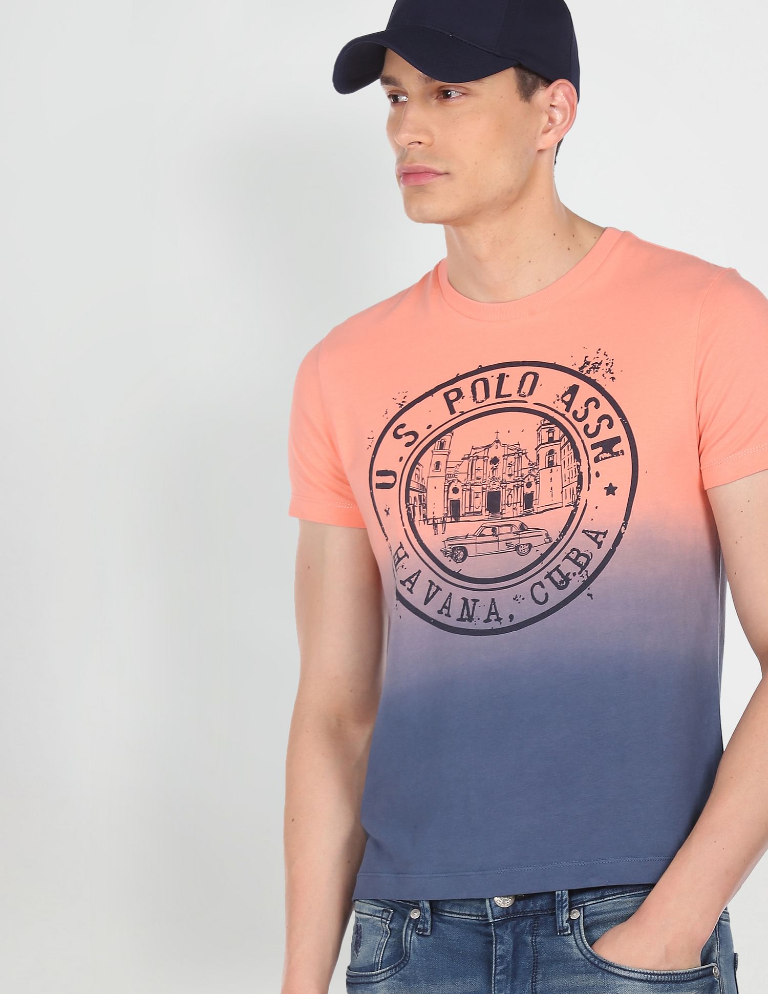 Brand Print Ombre Dyed T-Shirt Pink - U.S. POLO ASSN. | Large