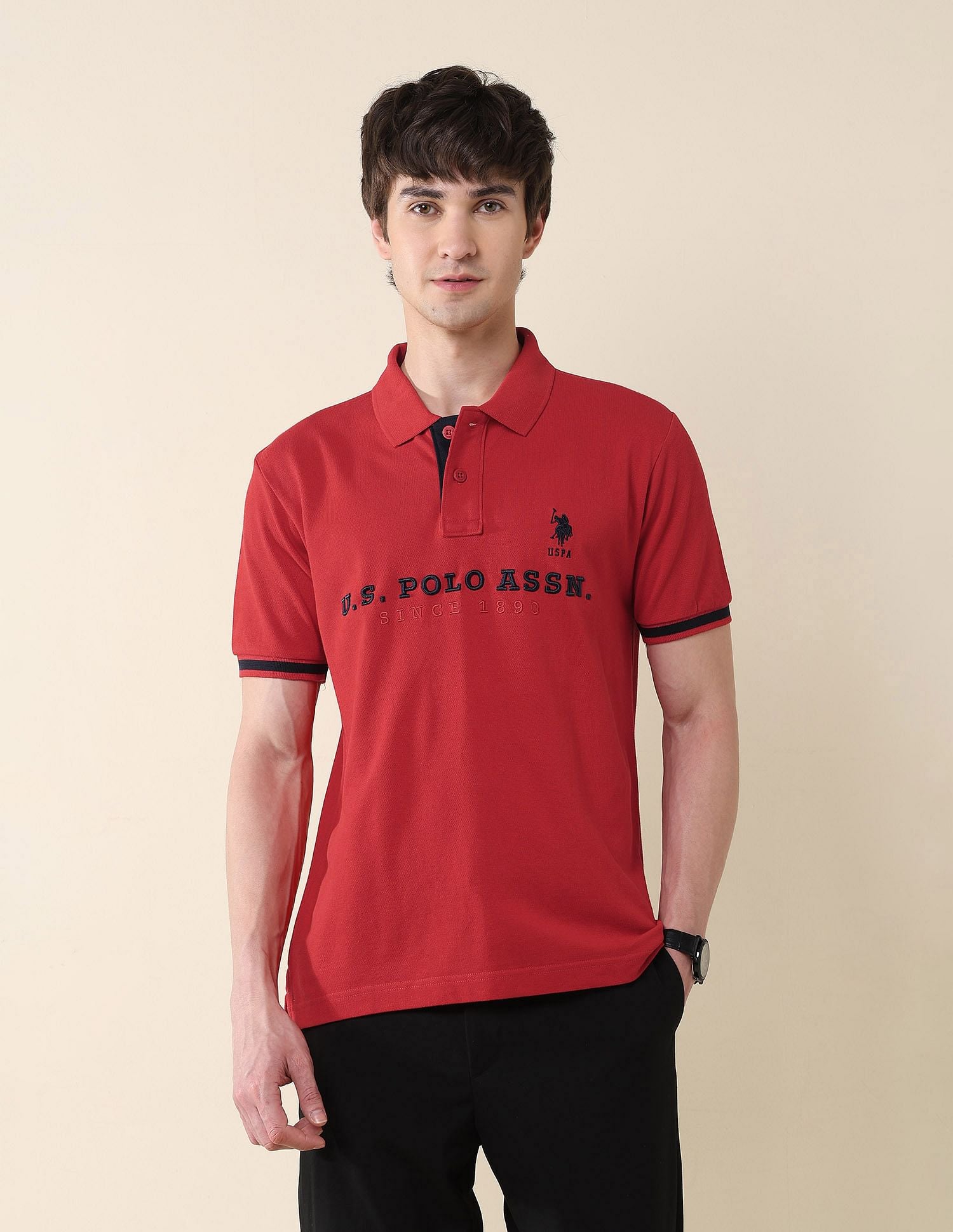 Slim Fit Brand Embroidered Polo Shirt