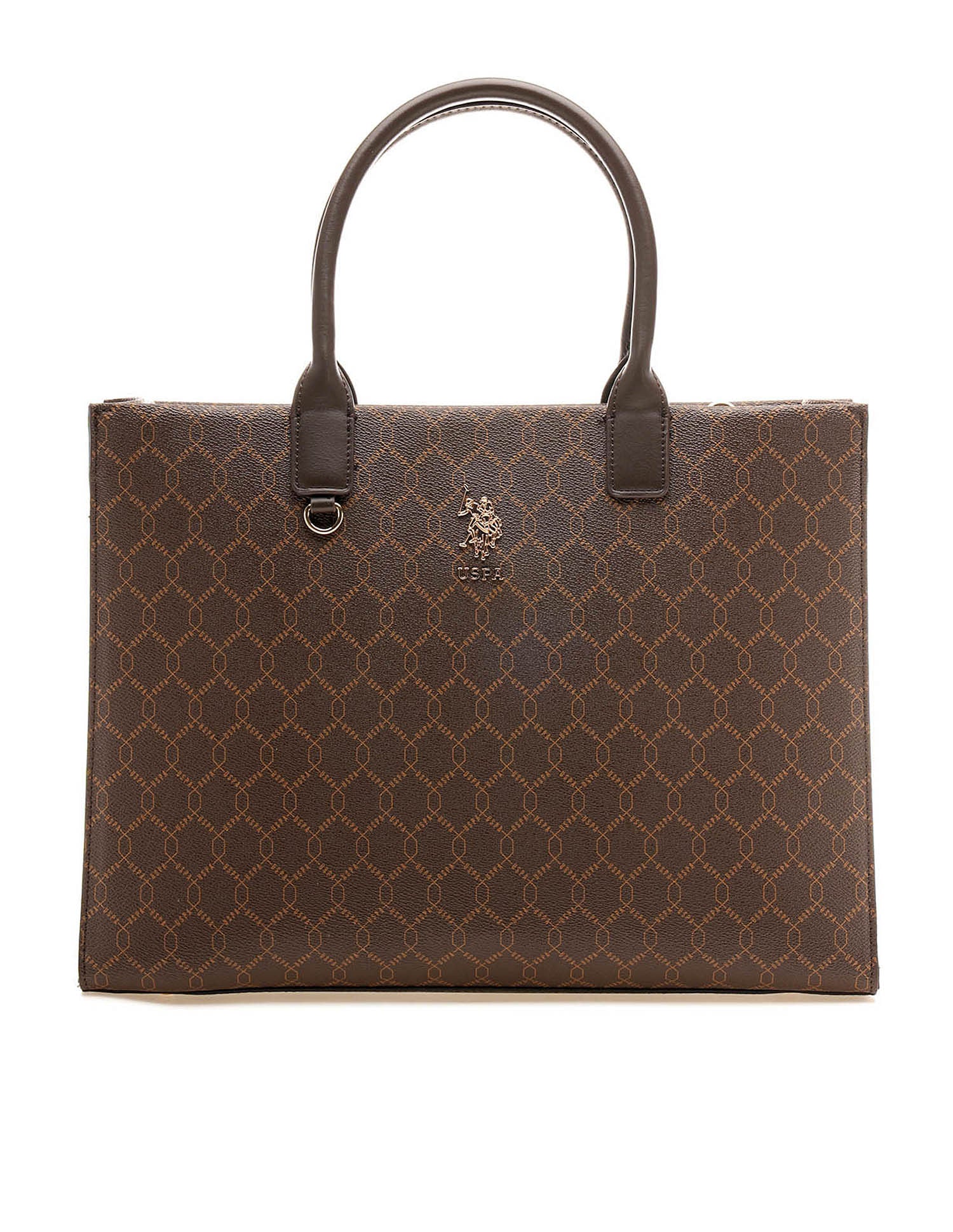 Madison Monogram Tote Bag Brown - U.S. Polo Assn. India | Large