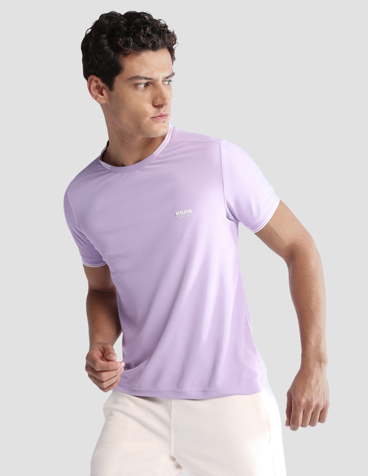 Solid Regular Fit Active T-Shirt Purple - U.S. Polo Assn. India | Large