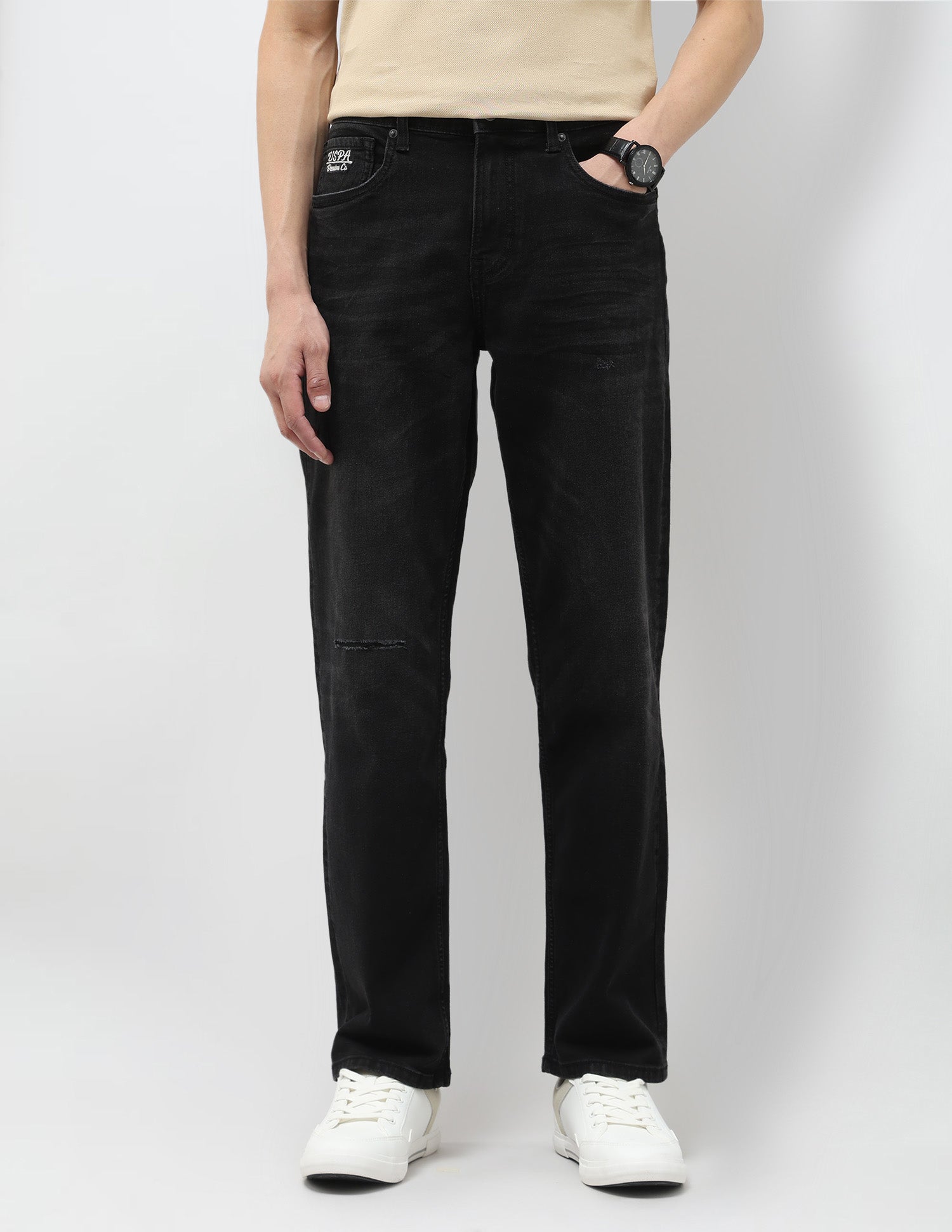 Shawn Relaxed Fit Black Jeans Black - U.S. Polo Assn. India | Large
