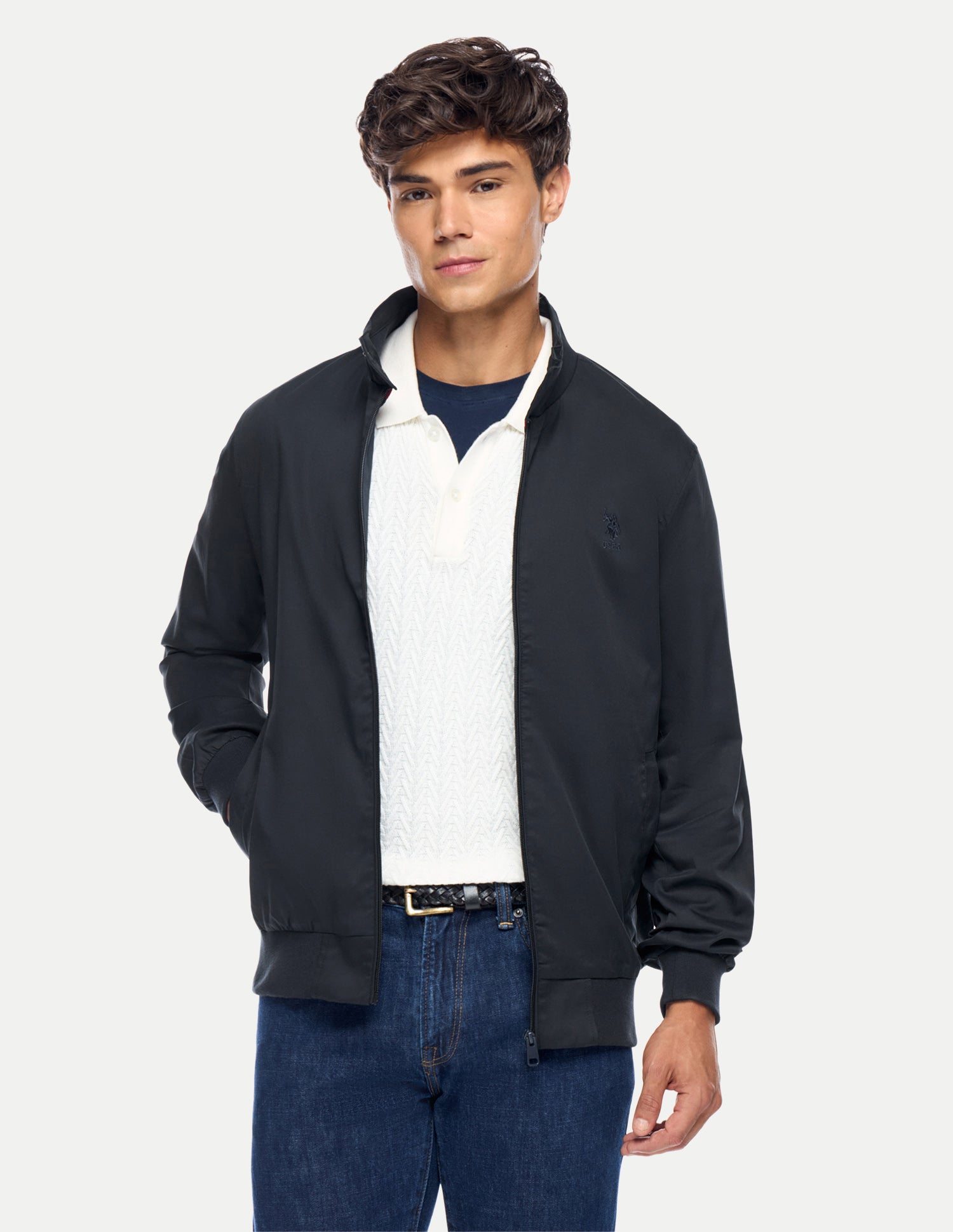 Solid Regular Fit Jacket Navy - U.S. Polo Assn. India | Large
