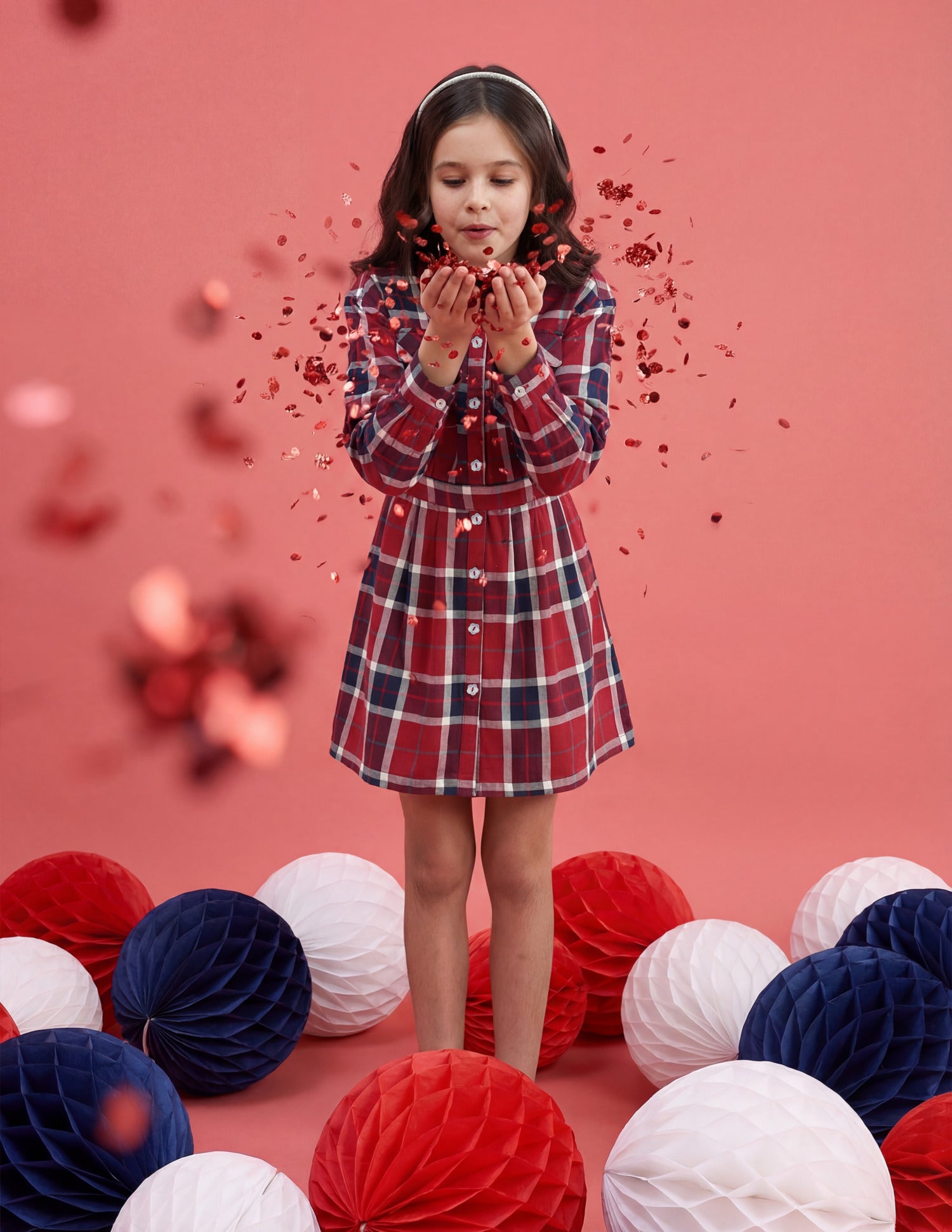 Girls Checked Shirt Dress