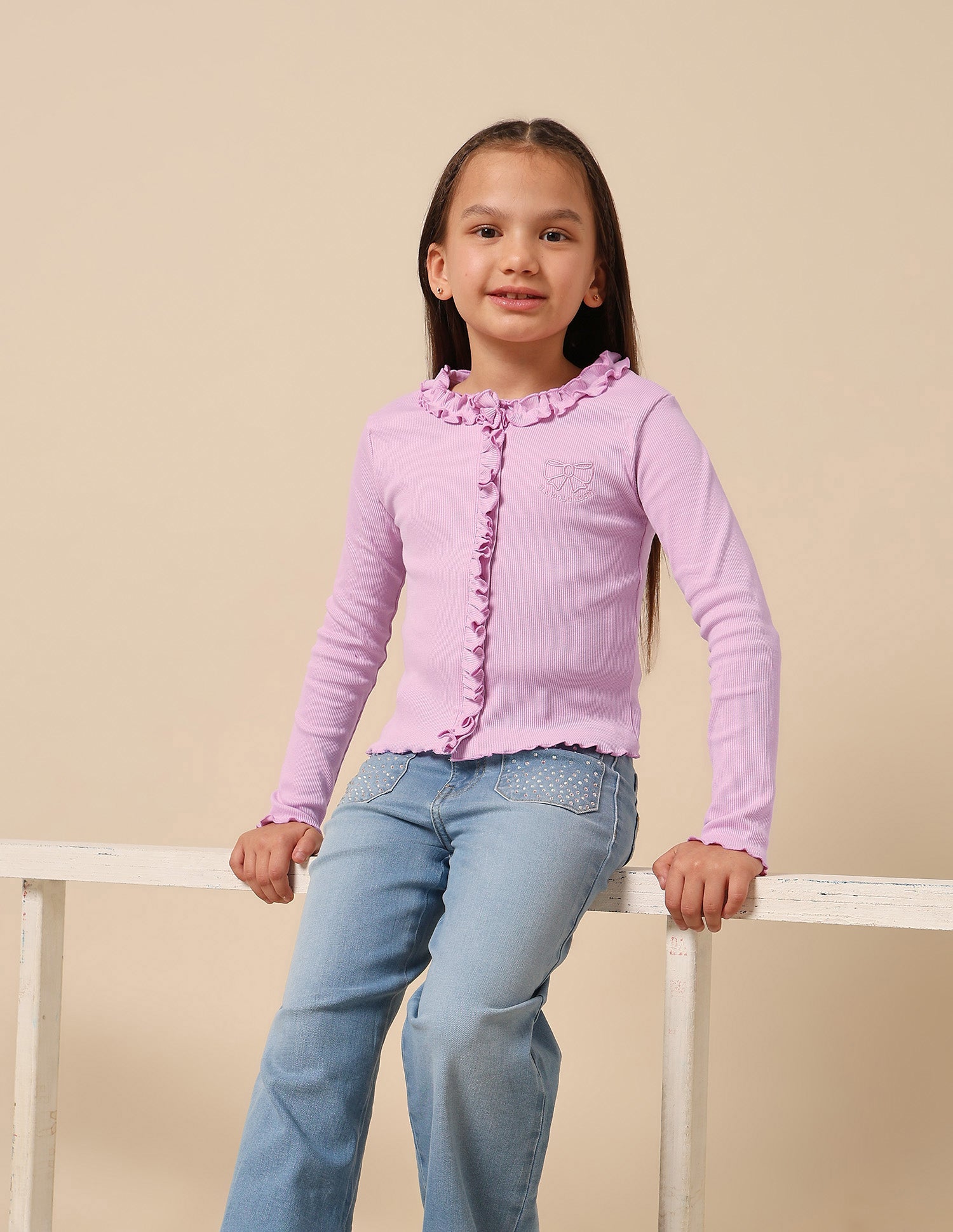 Girls Textured Slim Fit Top