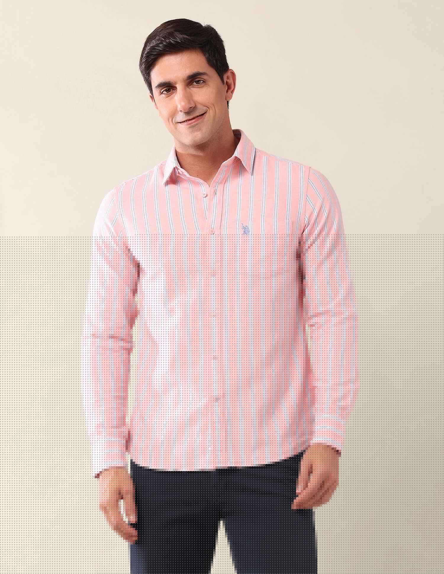 Tailored Fit Striped Shirt Peach - U.S. Polo Assn. India | Large