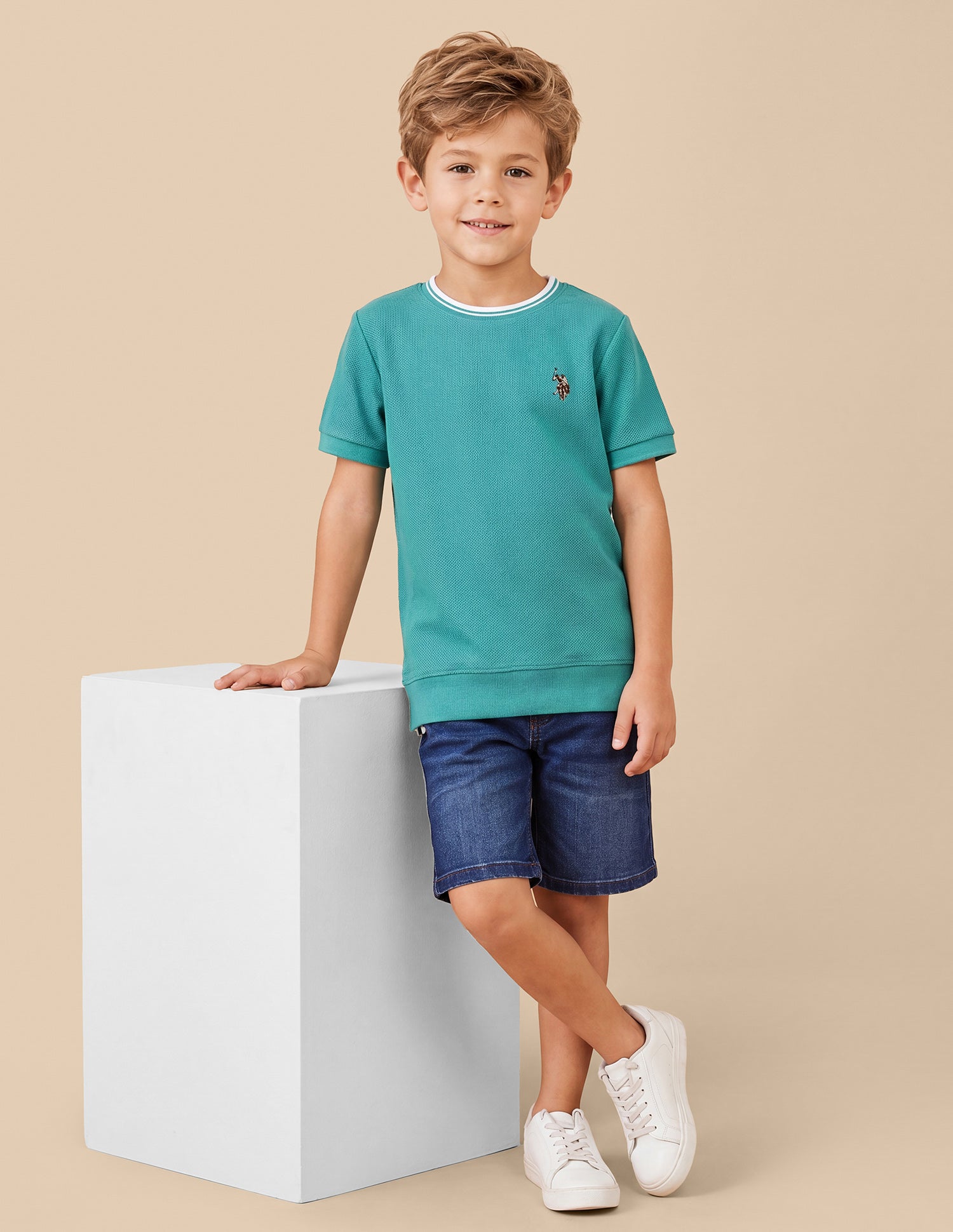 Solid Regular Fit T-Shirt Teal - U.S. Polo Assn. India | Large