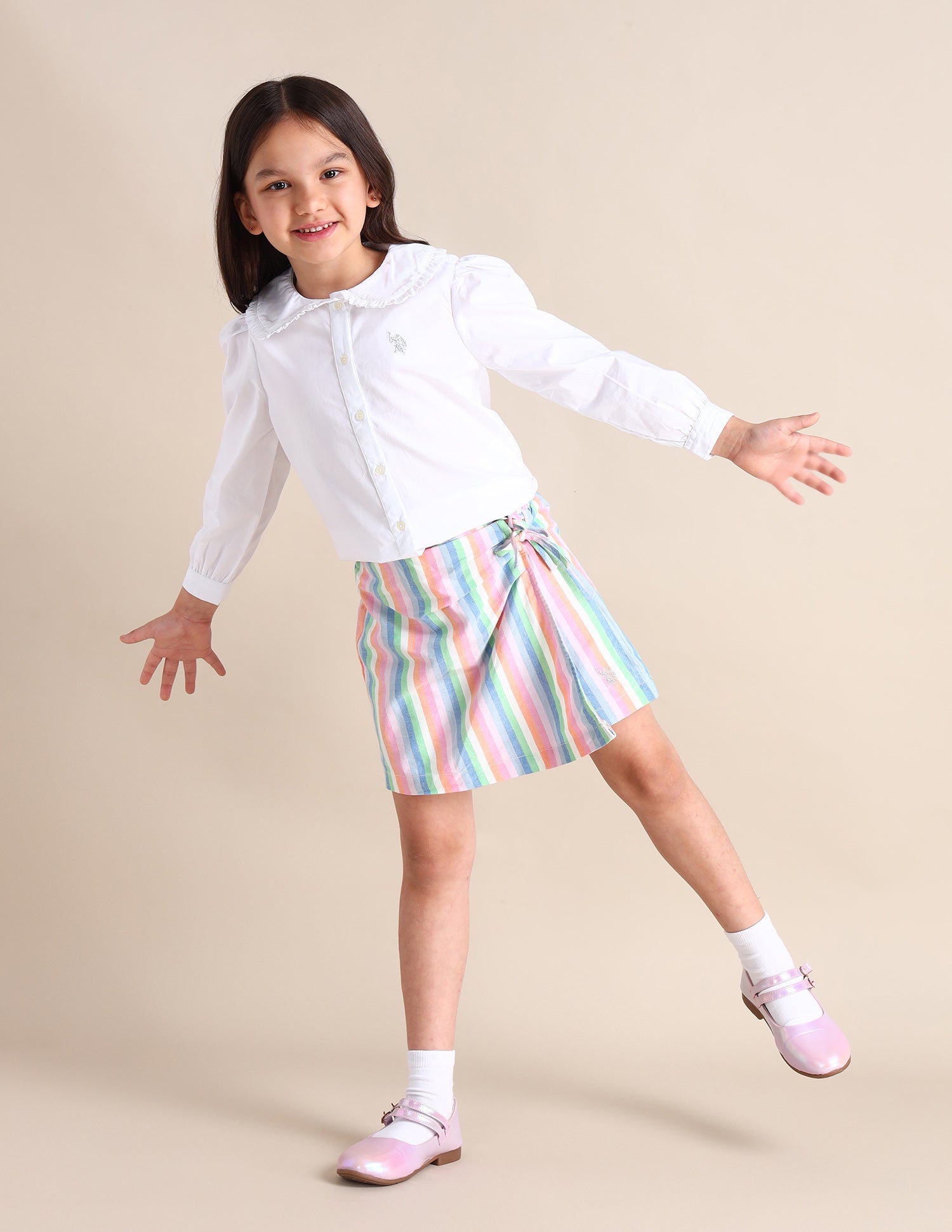 Girls Striped Wrap Skirt