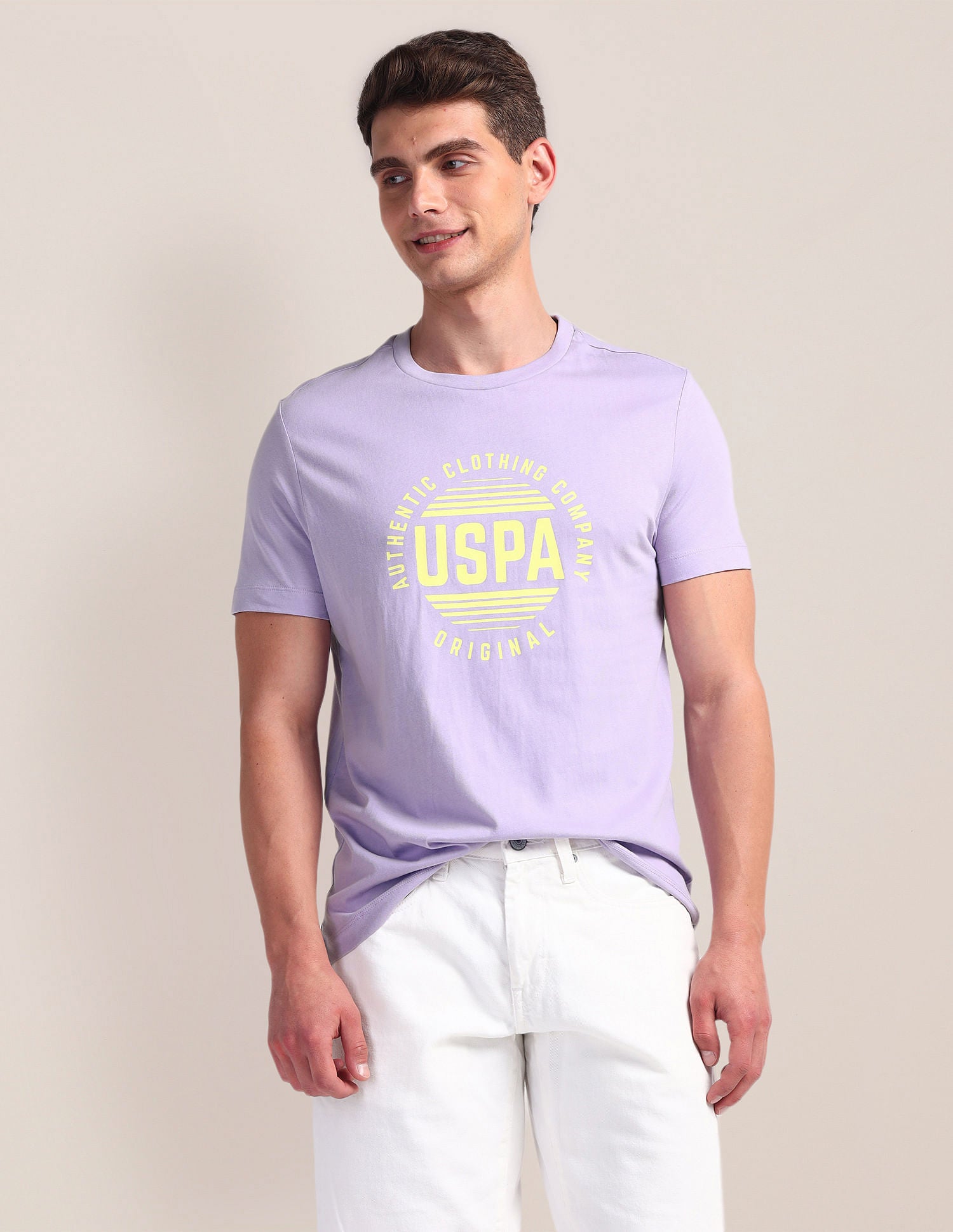 Brand Print Slim Fit T-Shirt Purple - U.S. Polo Assn. India | Large