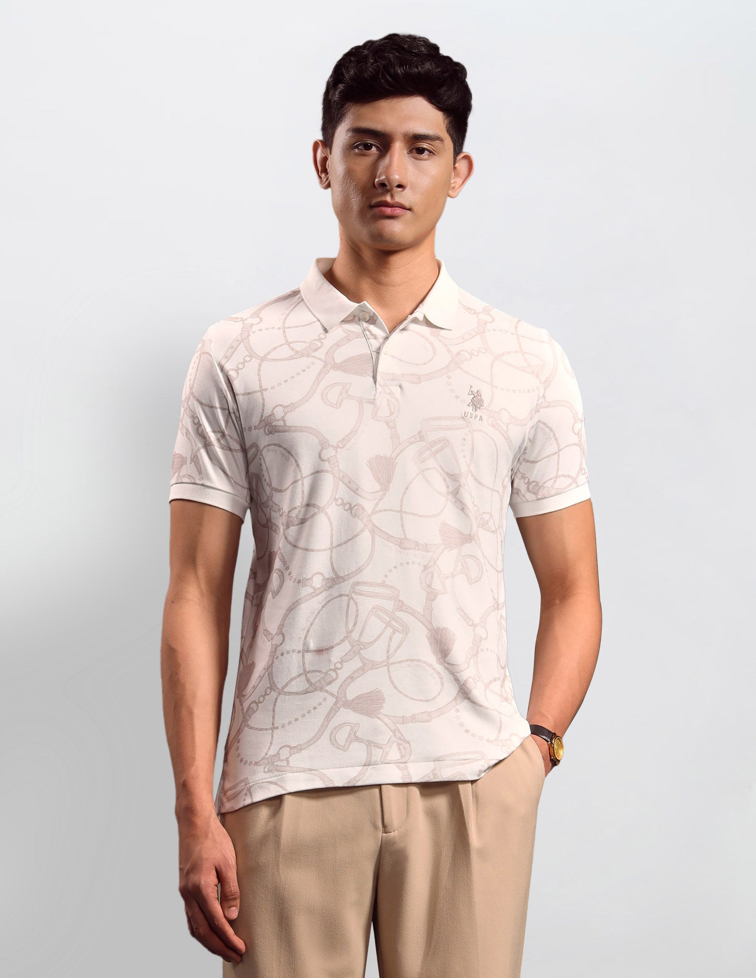 All-Over Printed Muscle Fit Polo shirt