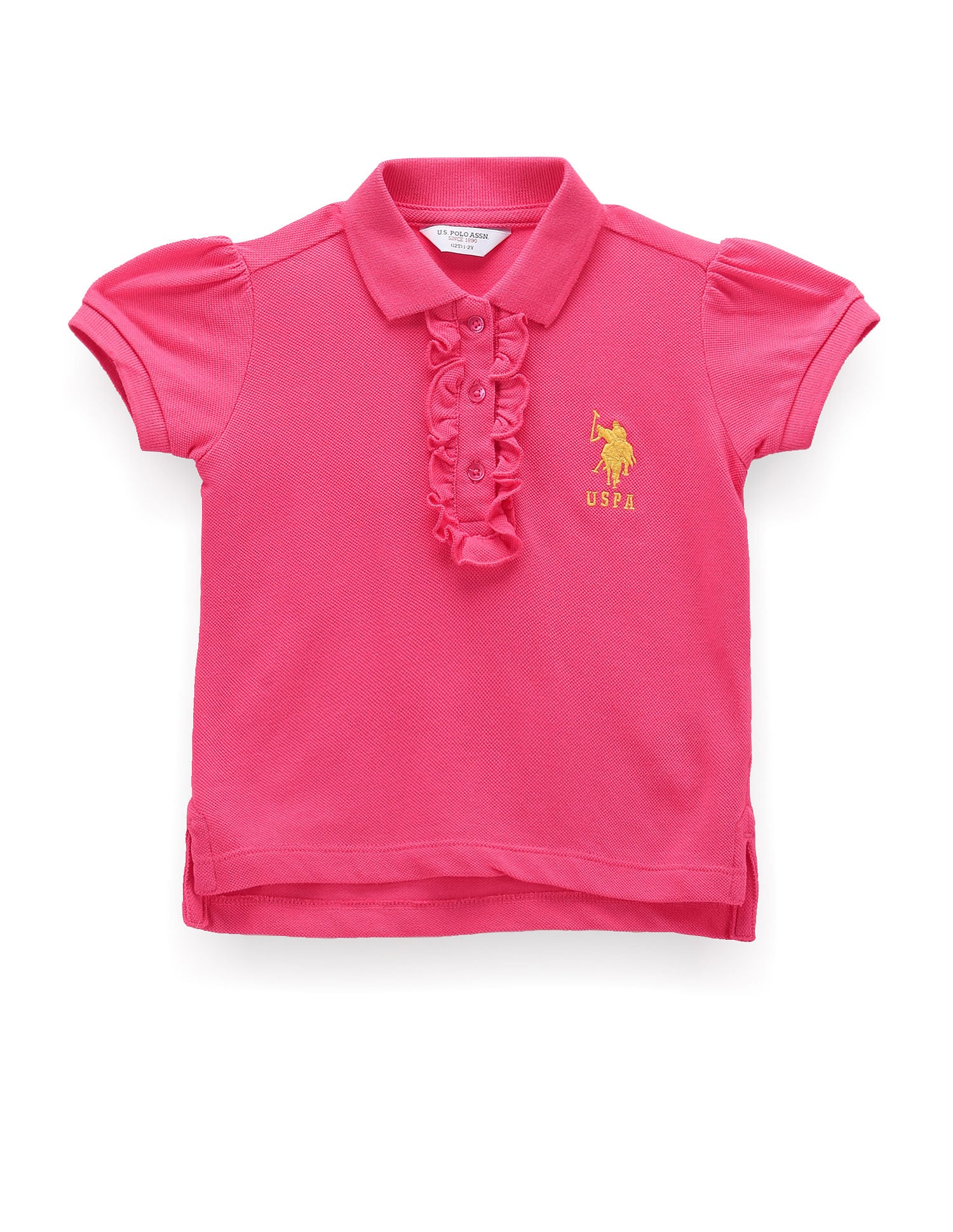 Girls Ruffled Placket Polo Shirt