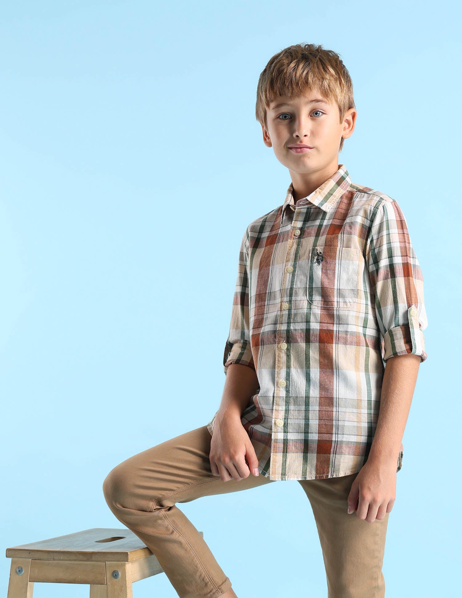 Boys Madras Checked Regular Fit Shirt