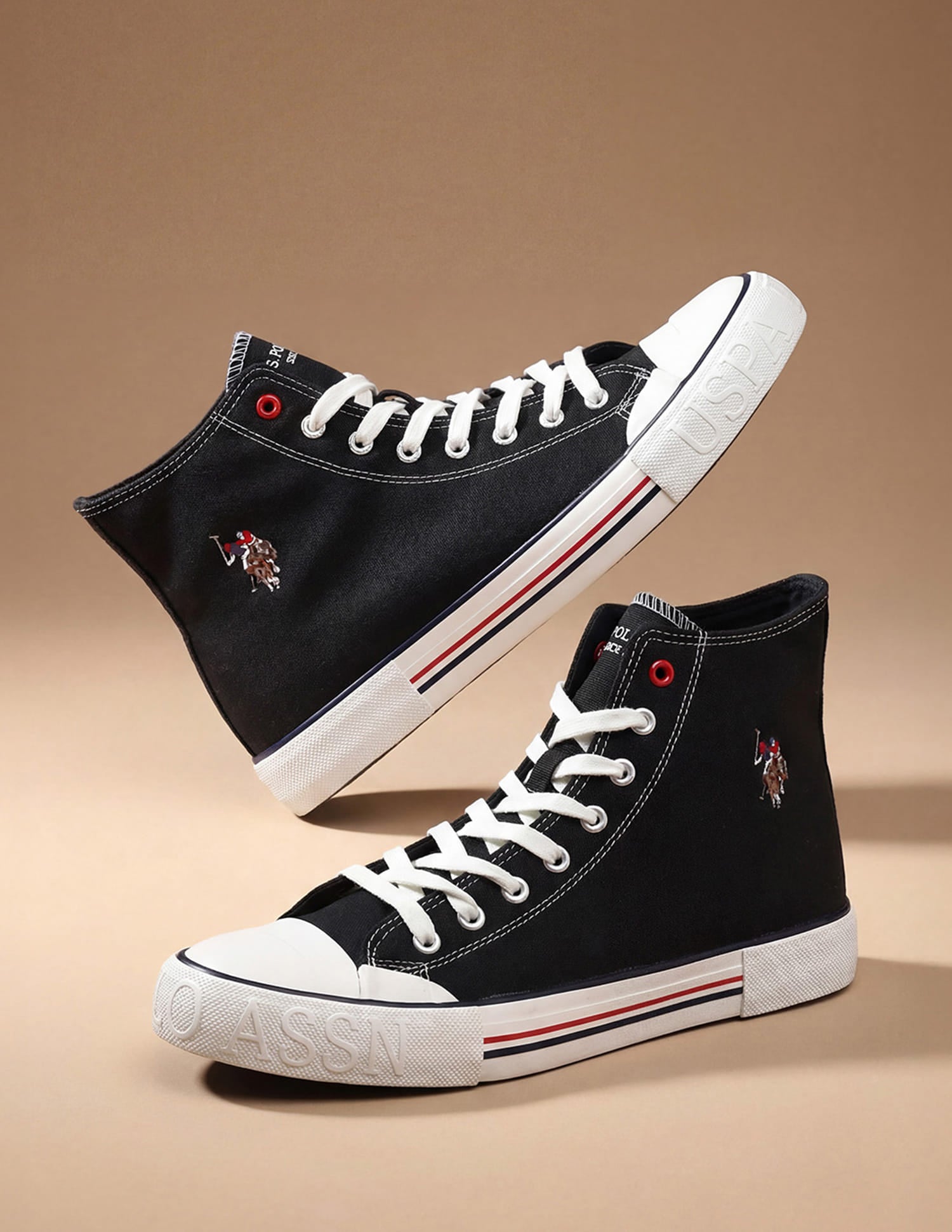 Men Vlair 2.0 Canvas Mid Top Casual Shoes Black - U.S. Polo Assn. India | Large