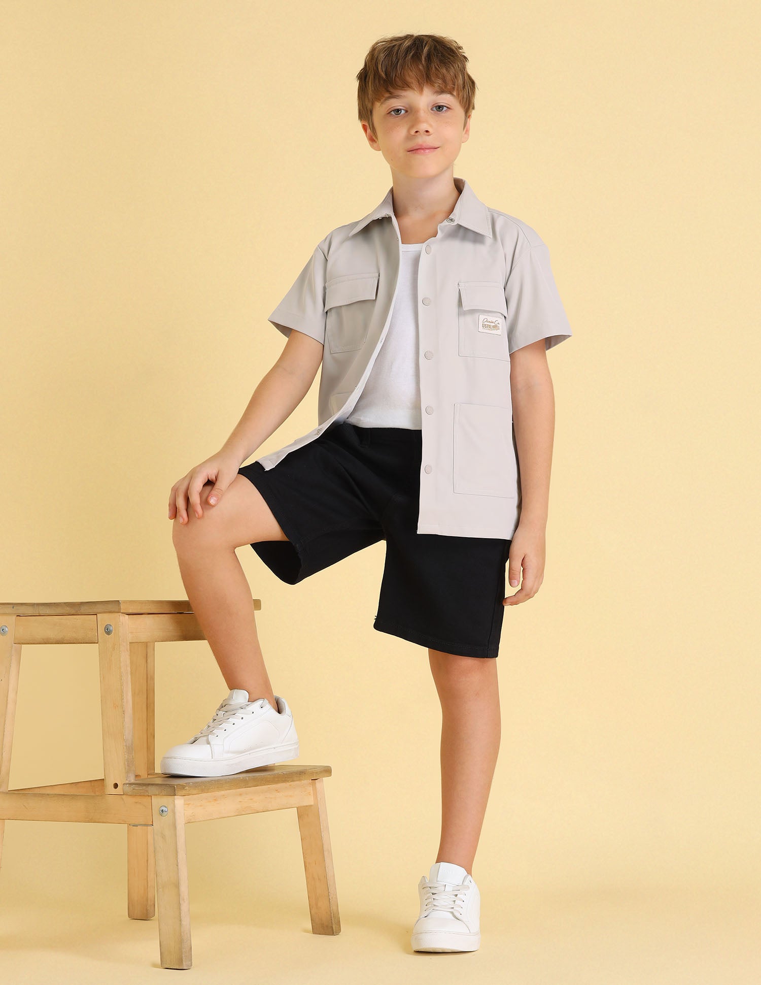 UKSHT1514 CREAM Boys Shirt