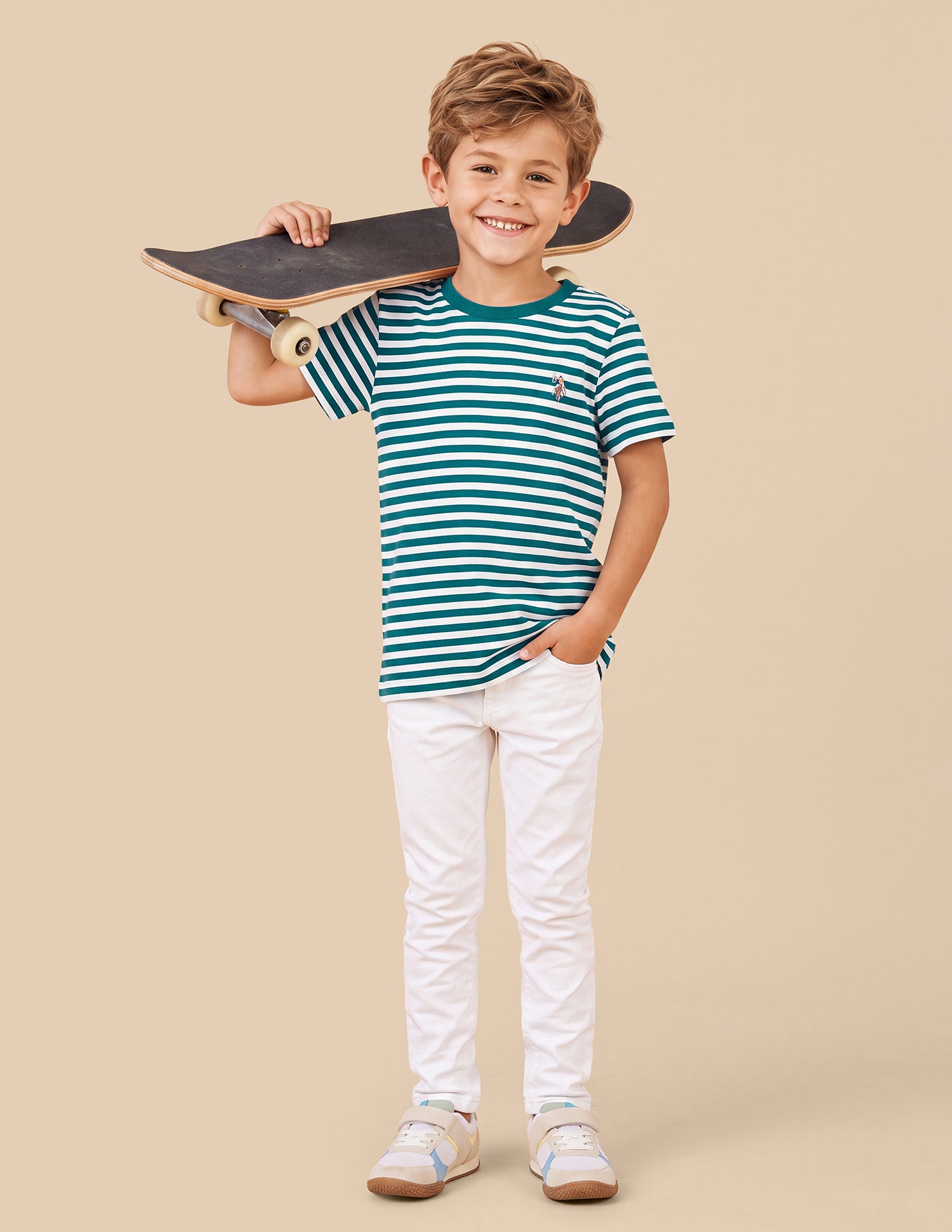 Horizontal Striped Regular Fit T-Shirt Green - U.S. Polo Assn. India | Large